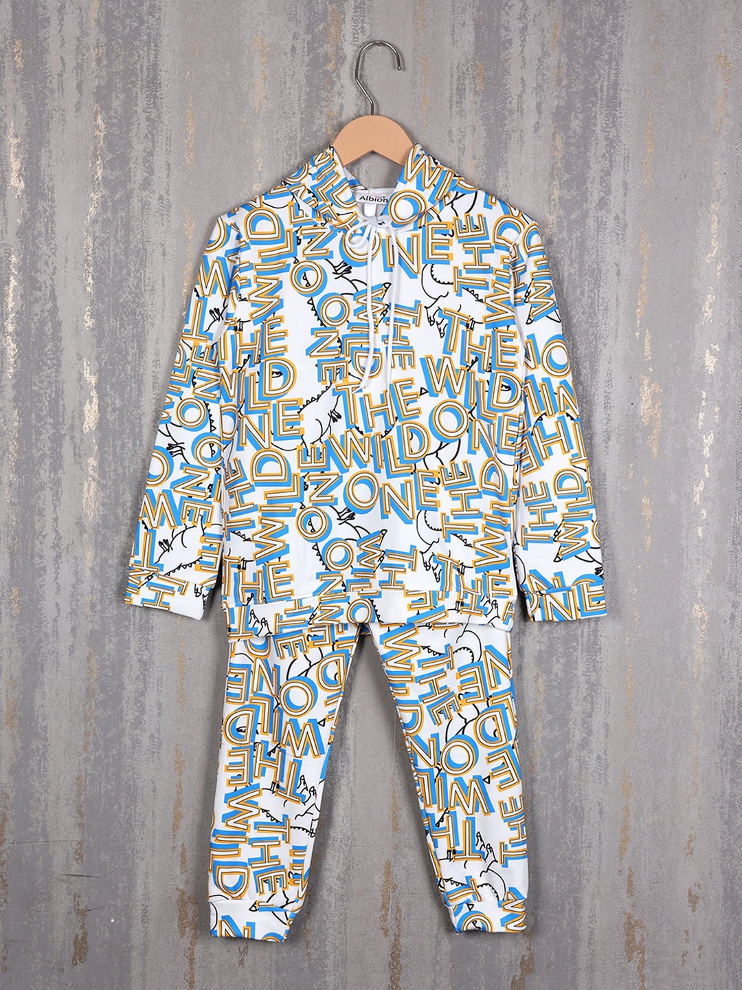 

Albion Boys Printed Pure Cotton Hooded Tracksuits, White