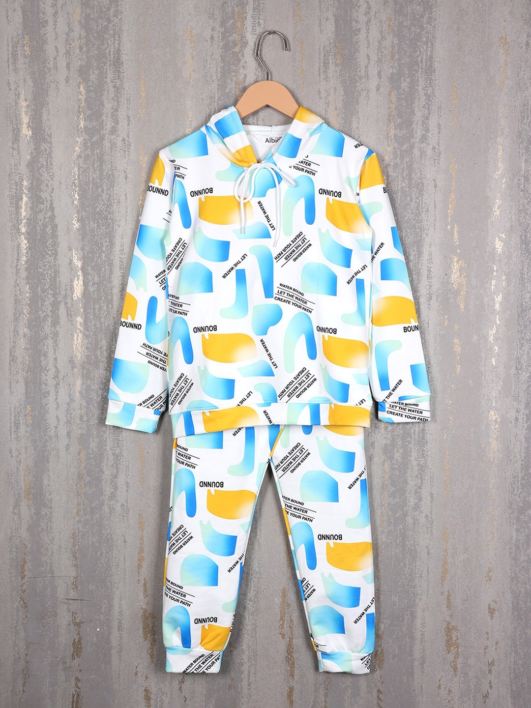 

Albion Boys Printed Pure Cotton Hooded Tracksuits, White