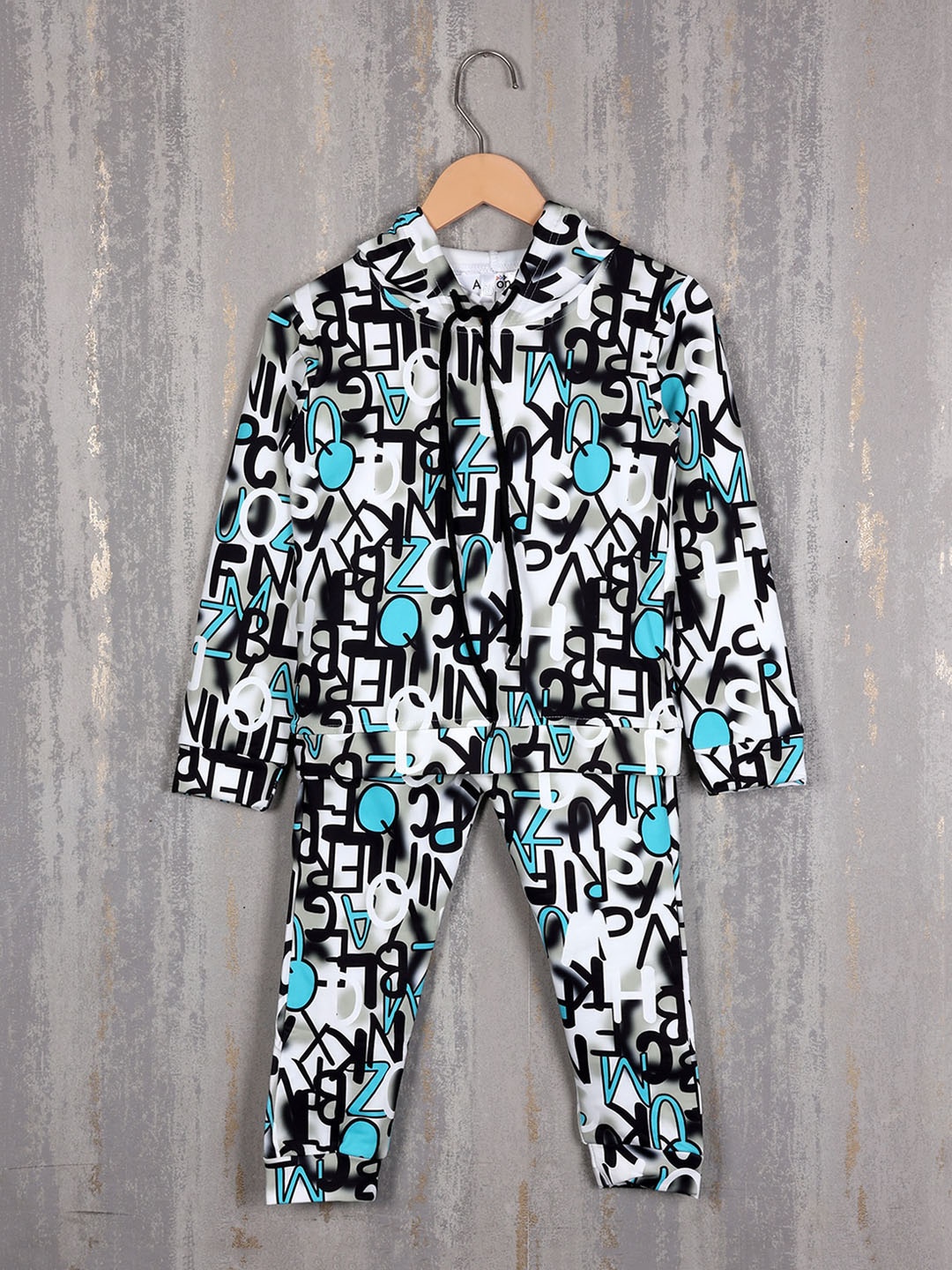 

Albion Boys Typography Printed Pure Cotton Hooded Tracksuits, White