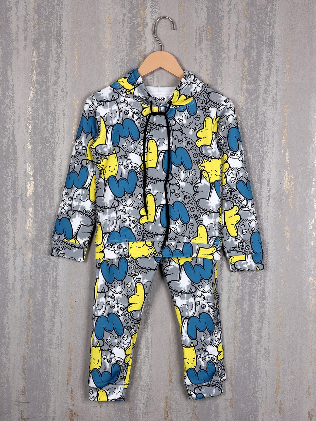 

Albion Boys Conversational Printed Pure Cotton Hooded Tracksuits, Grey