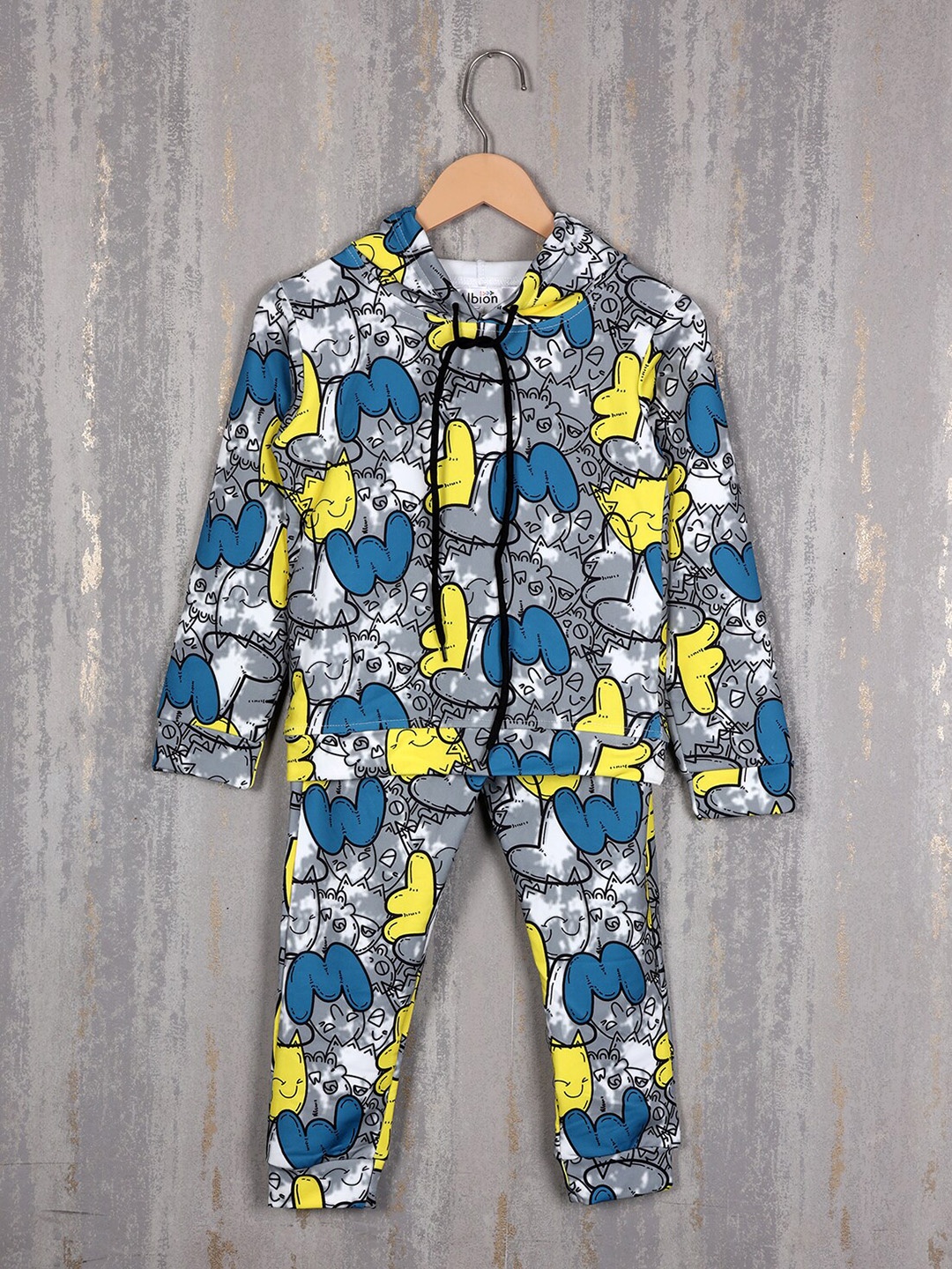 

Albion Boys Conversational Printed Pure Cotton Hooded Tracksuits, Grey