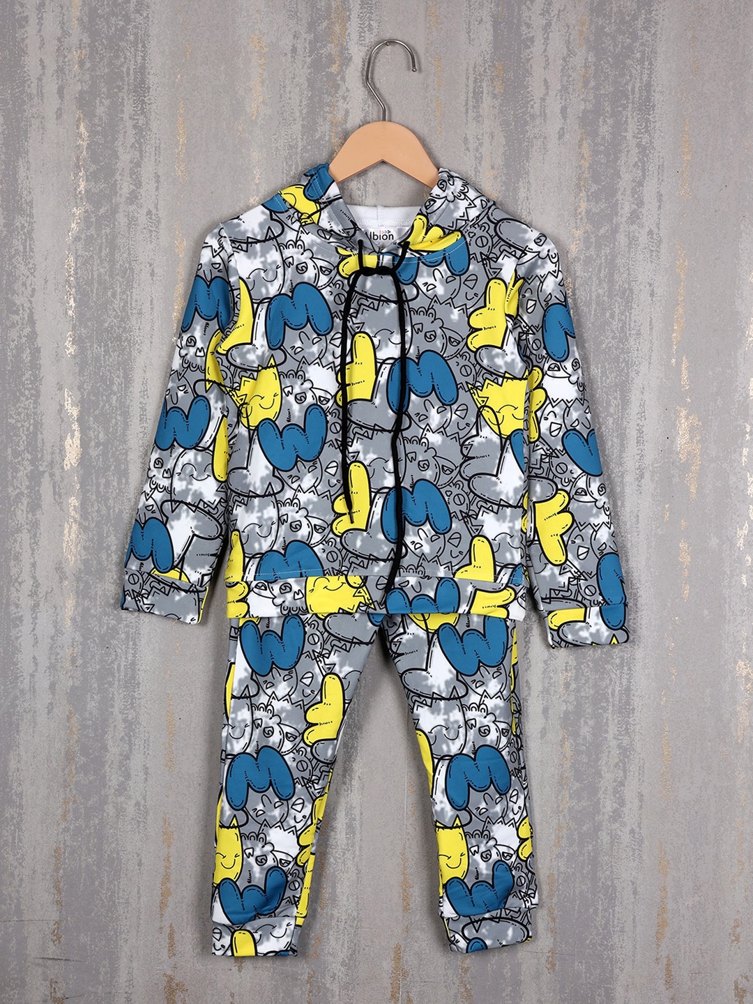 

Albion Boys Graphic Printed Hooded Pure Cotton Tracksuits, Grey