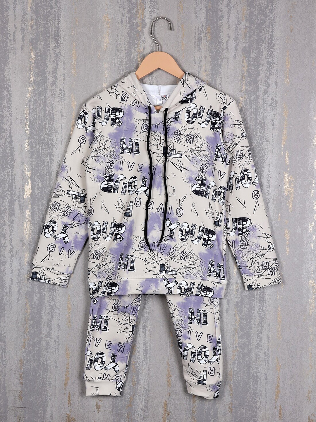 

Albion Boys Typography Printed Pure Cotton Tracksuits, Grey