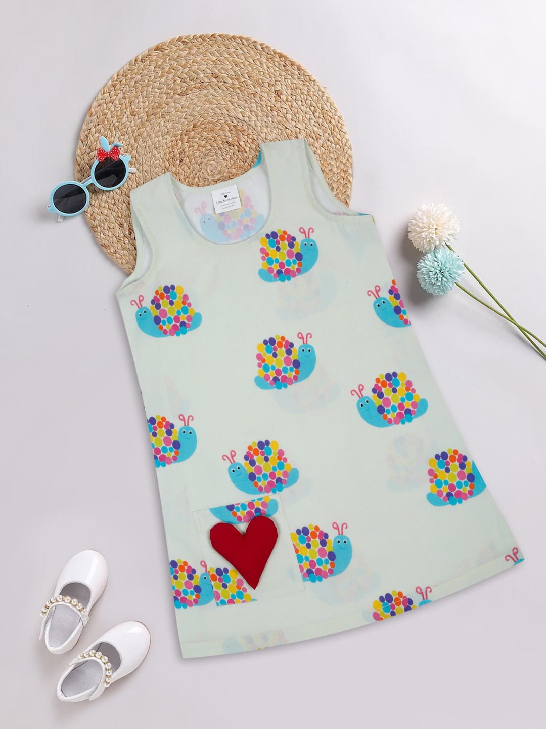 

Little Musketeer Girls Conversational Printed Sleeveless Cotton Tunic, Grey