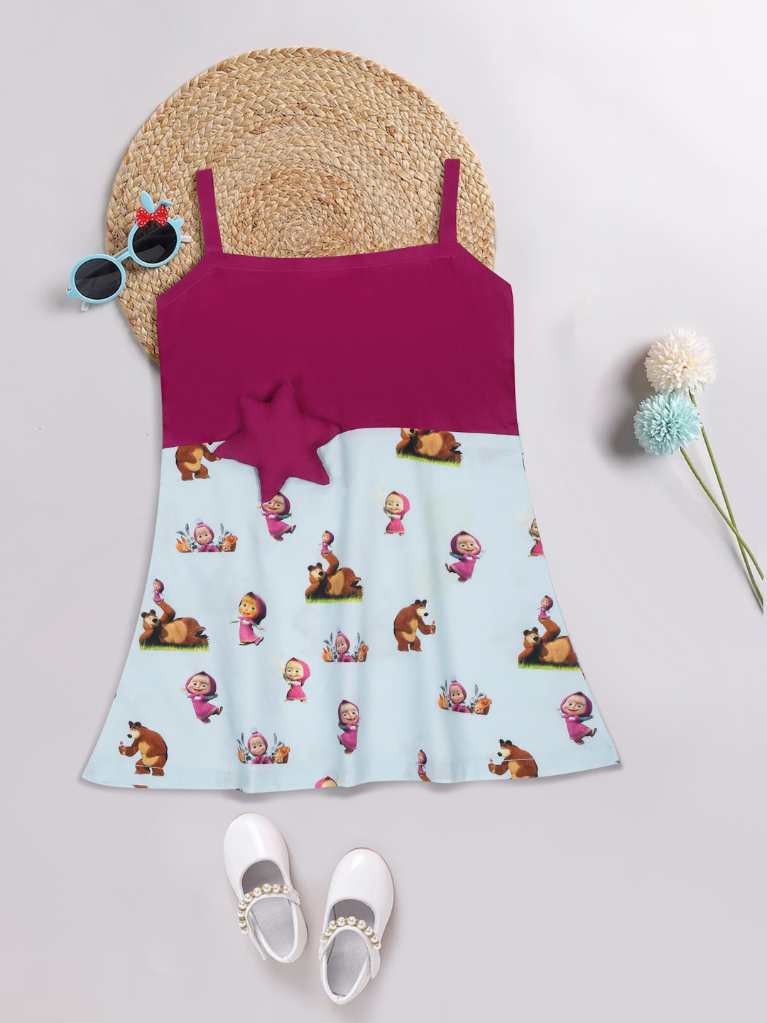 

Little Musketeer Girls Printed A-Line Cotton Dress, Blue