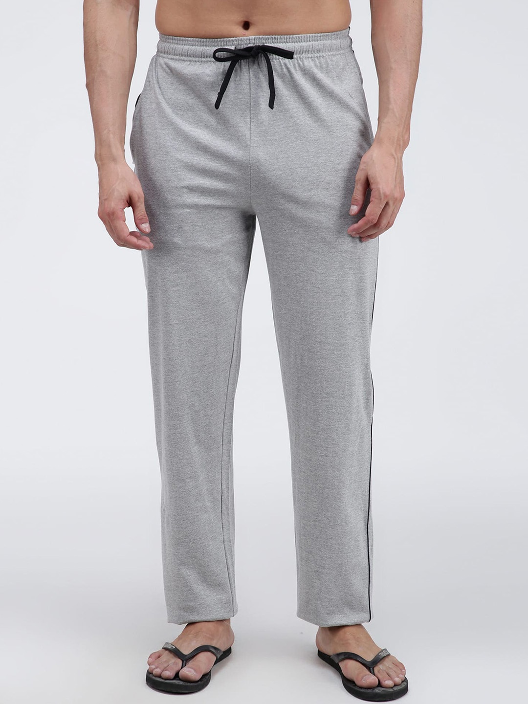 

AMUL COMFY Men Mid-Rise Cotton Lounge Pants, Grey melange