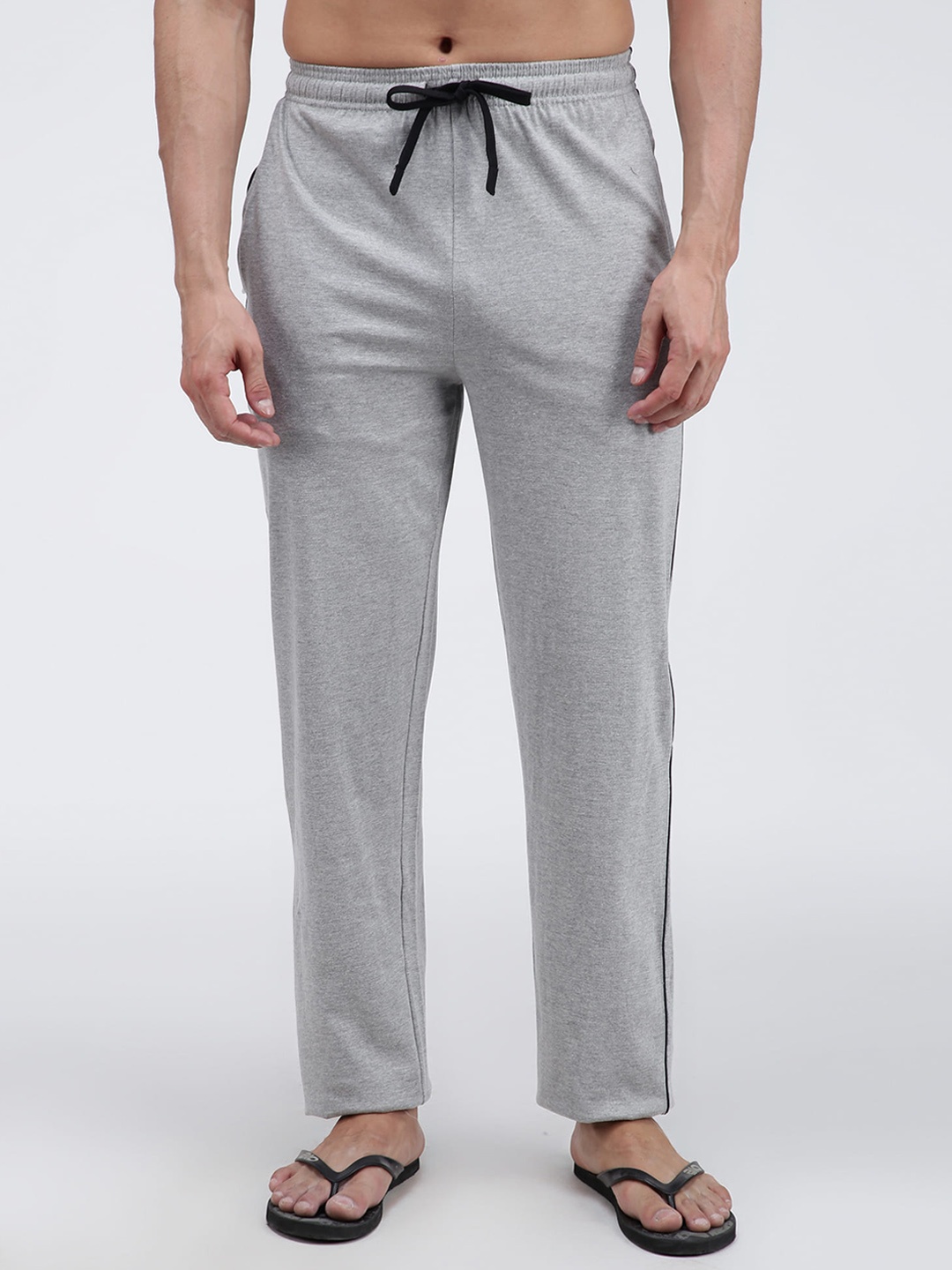 

AMUL COMFY Men Mid-Rise Cotton Lounge Pants, Grey melange