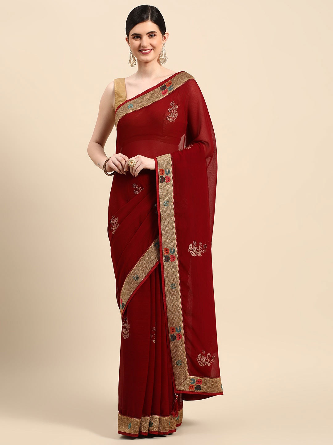 

Mitera Ethnic Printed Zari Pure Silk Saree, Maroon