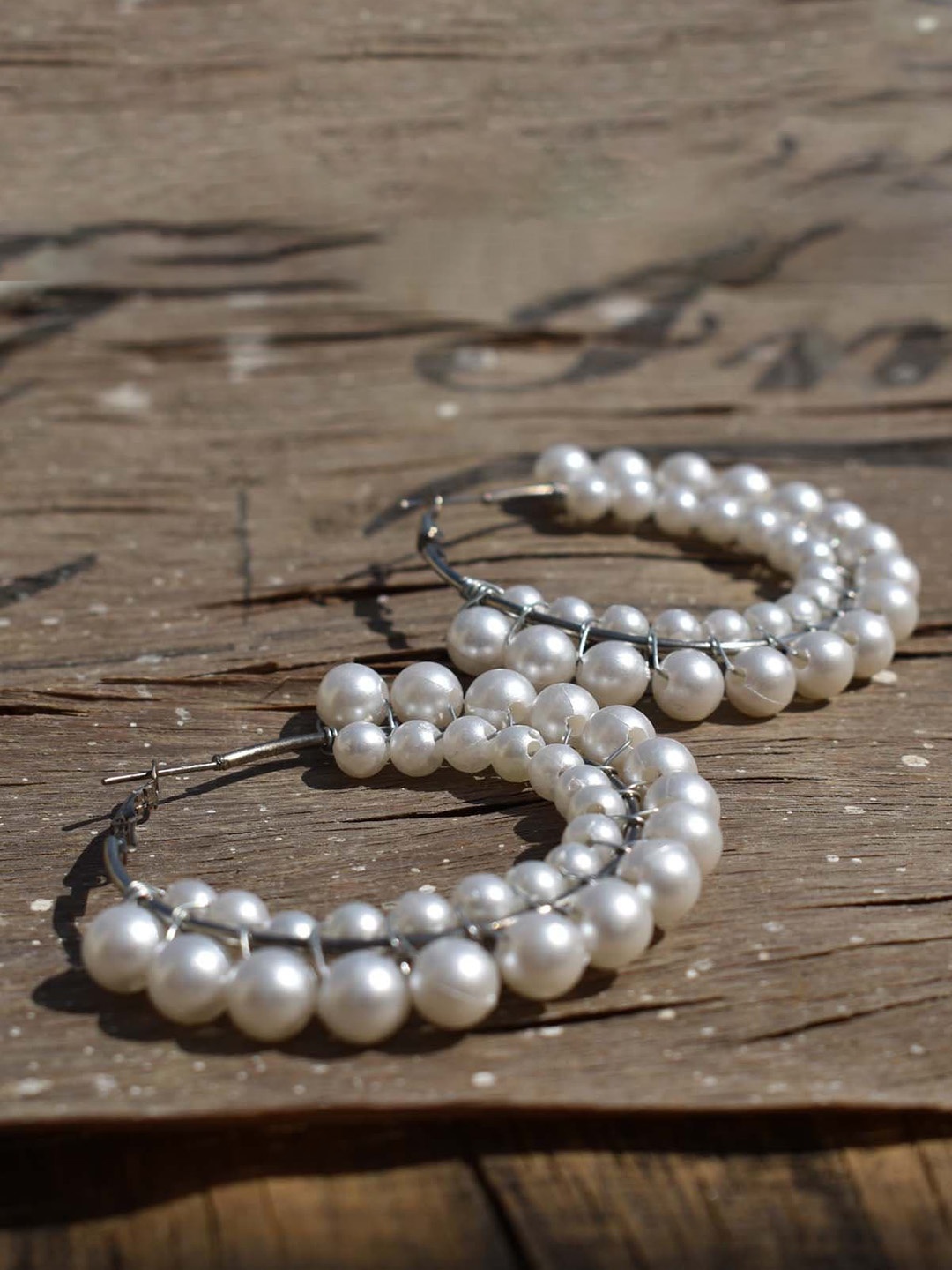 

Krelin Pearl Beaded Circular Hoop Earrings, Silver