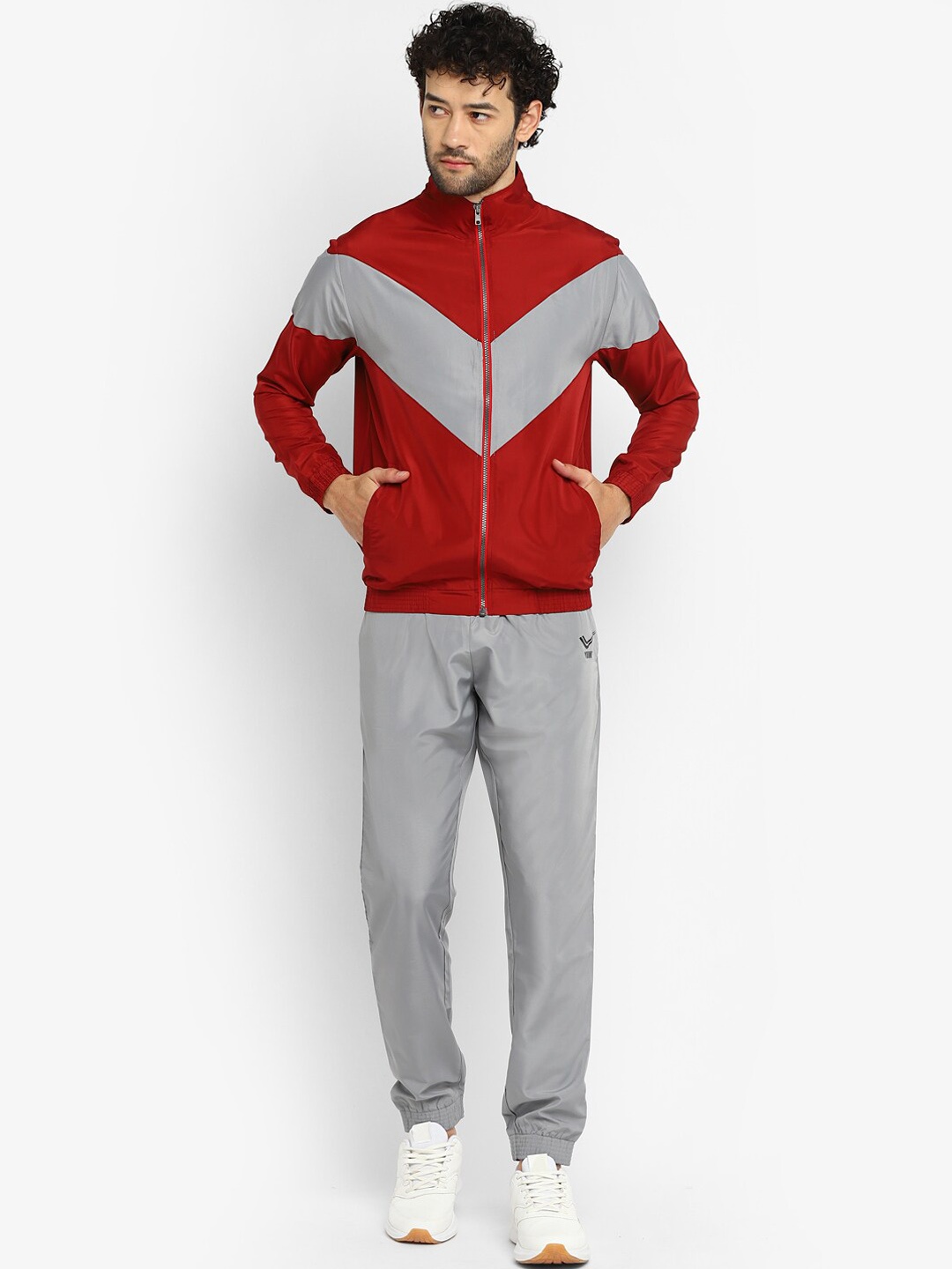 Yuuki Colorblocked Mock Collar Tracksuits, Grey