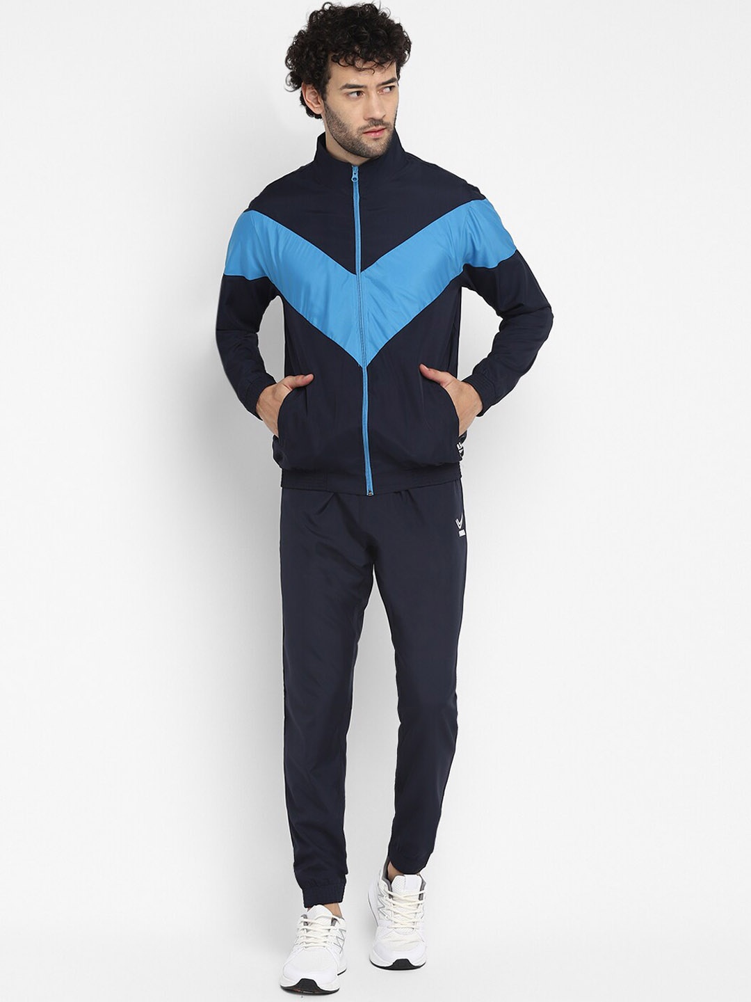 

Yuuki Colorblocked Mock Collar Tracksuits, Navy blue