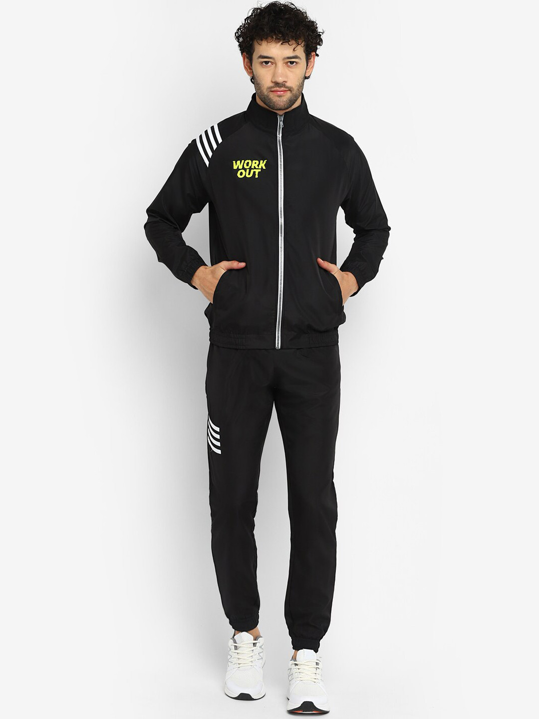 

Yuuki Men Workout Mock Collar Jacket & Joggers, Black