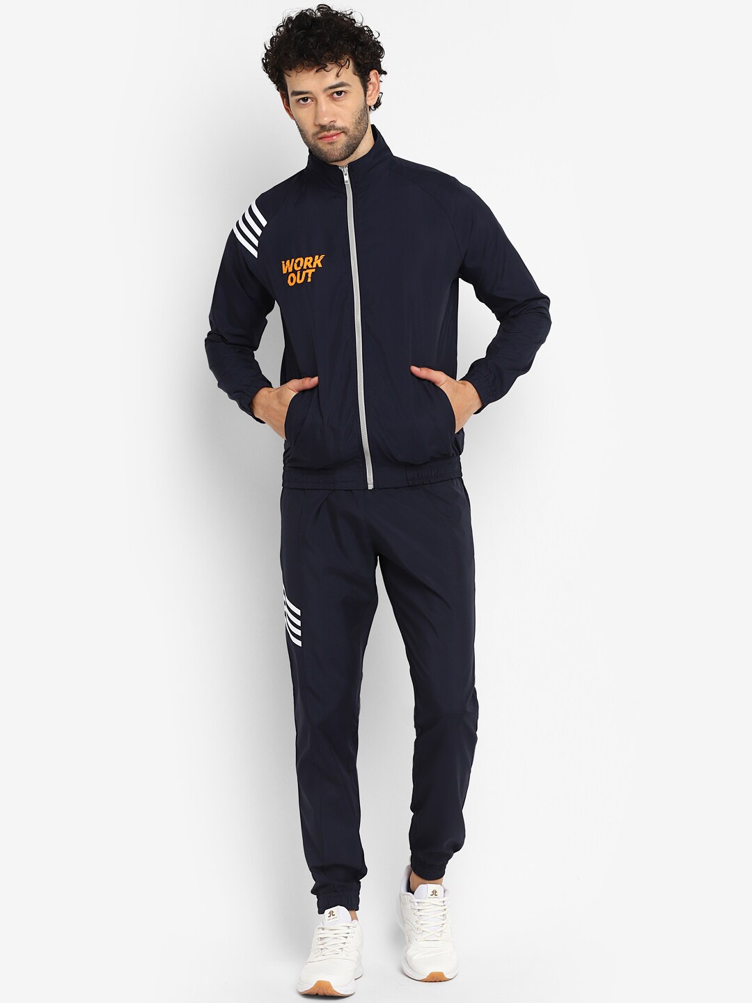 

Yuuki Men Workout Mock Collar Jacket & Joggers, Navy blue