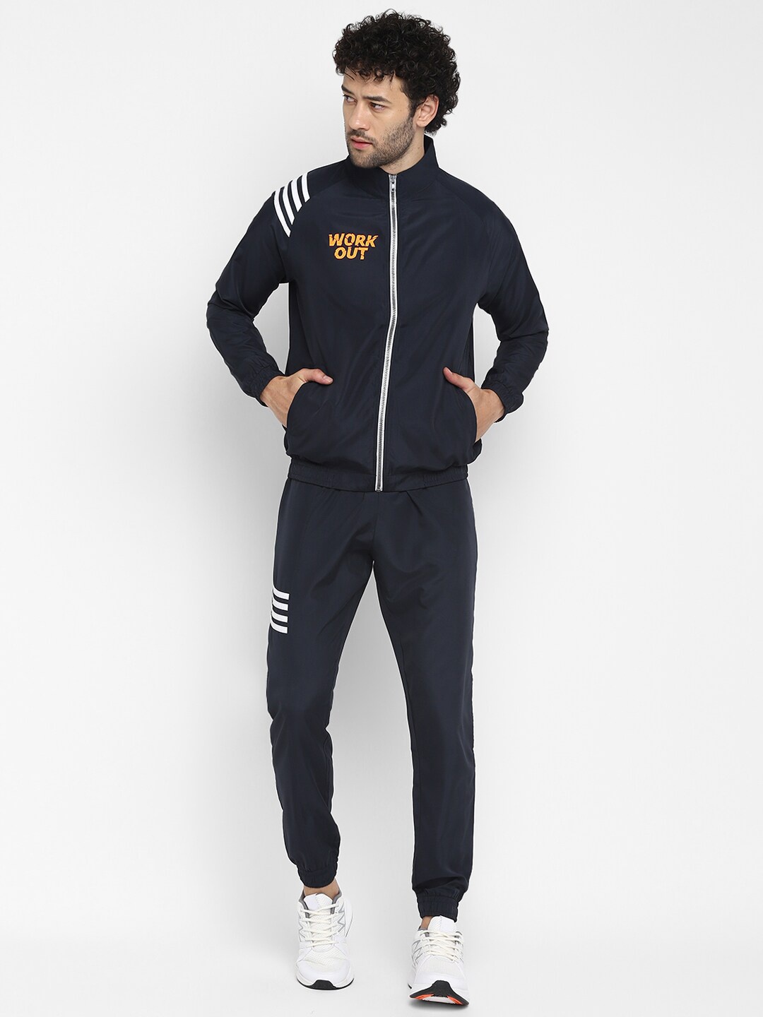 Yuuki Mock Collar Mid-Rise Jacket & Joggers, Navy blue