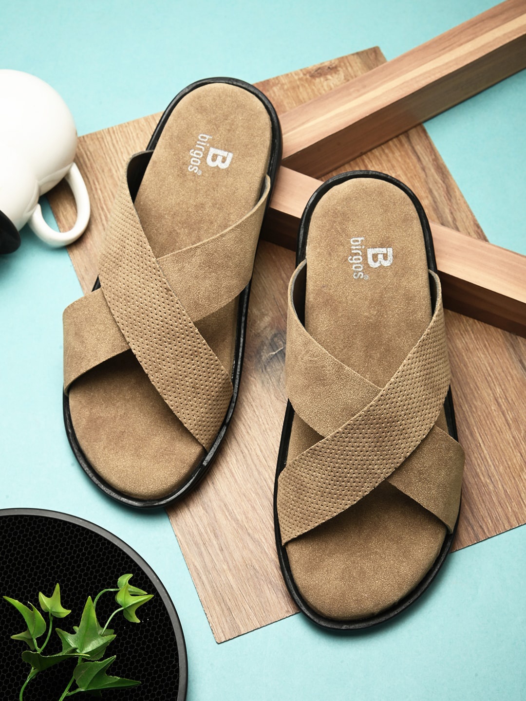 

birgos Slip-On Comfort Sandals, Camel brown