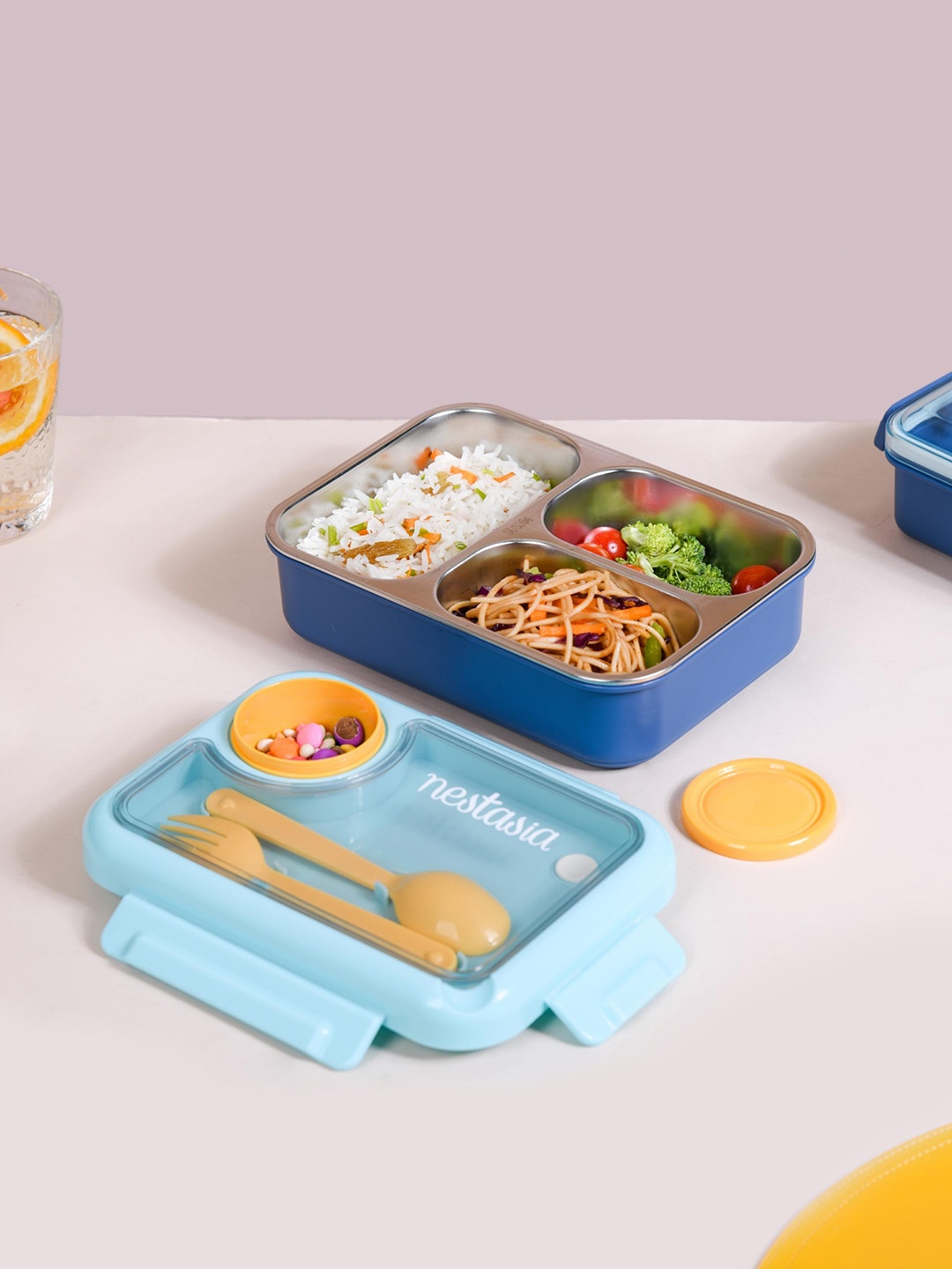 

Nestasia Blue 3 Individual Leakproof Compartment Bento Lunch Box - 750 ml