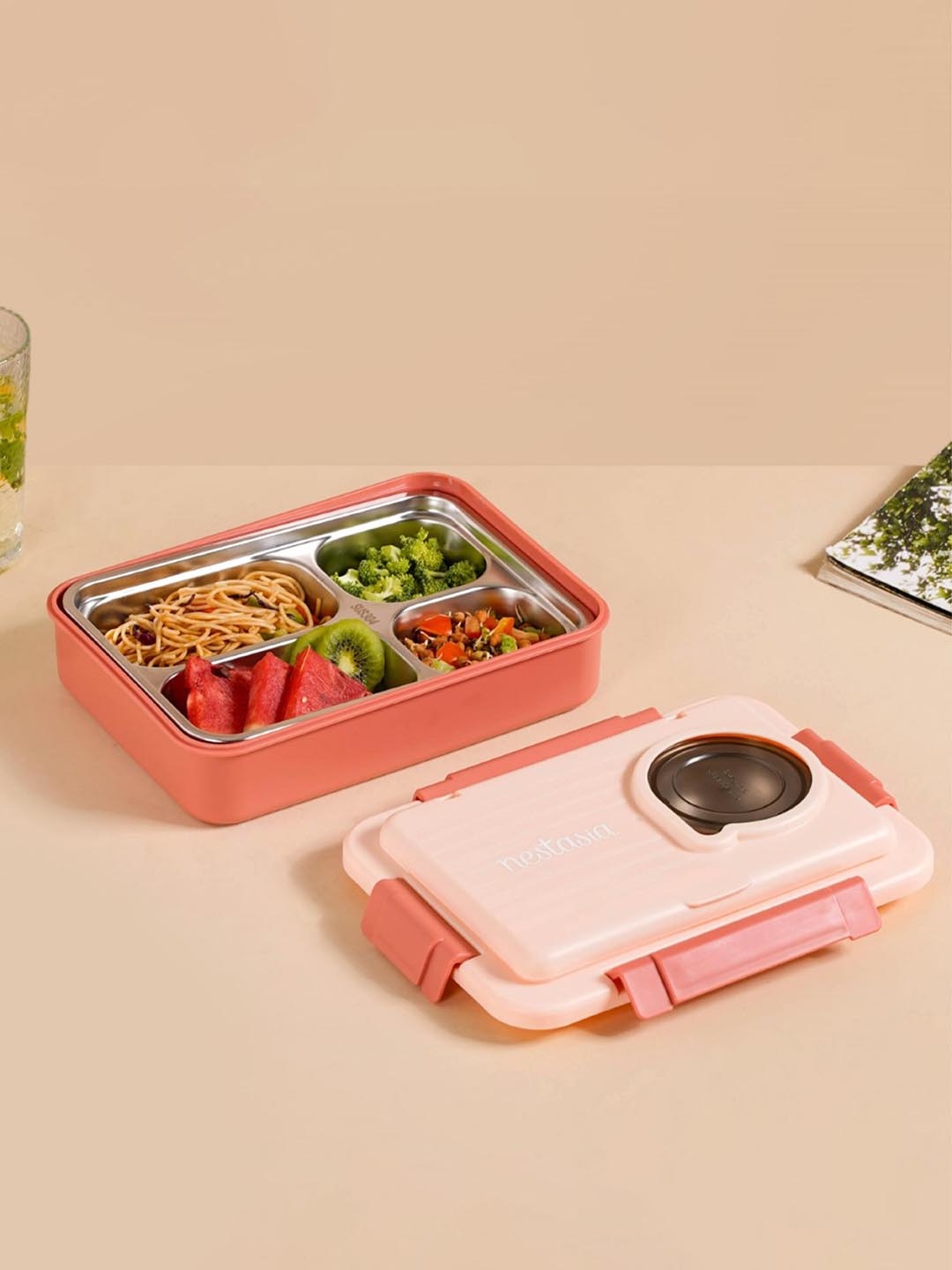 

Nestasia Bento Pink Leakproof 4 Compartment Lunch Box -1 L