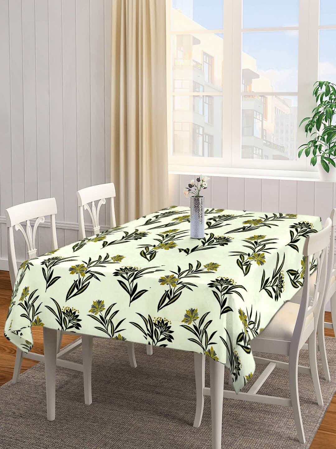 

KLOTTHE Green Floral Printed 6-Seater Table Cover