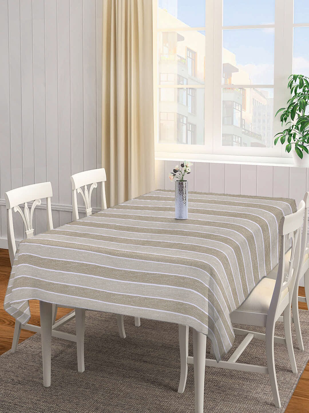

KLOTTHE Grey Striped 6-Seater Table Cover