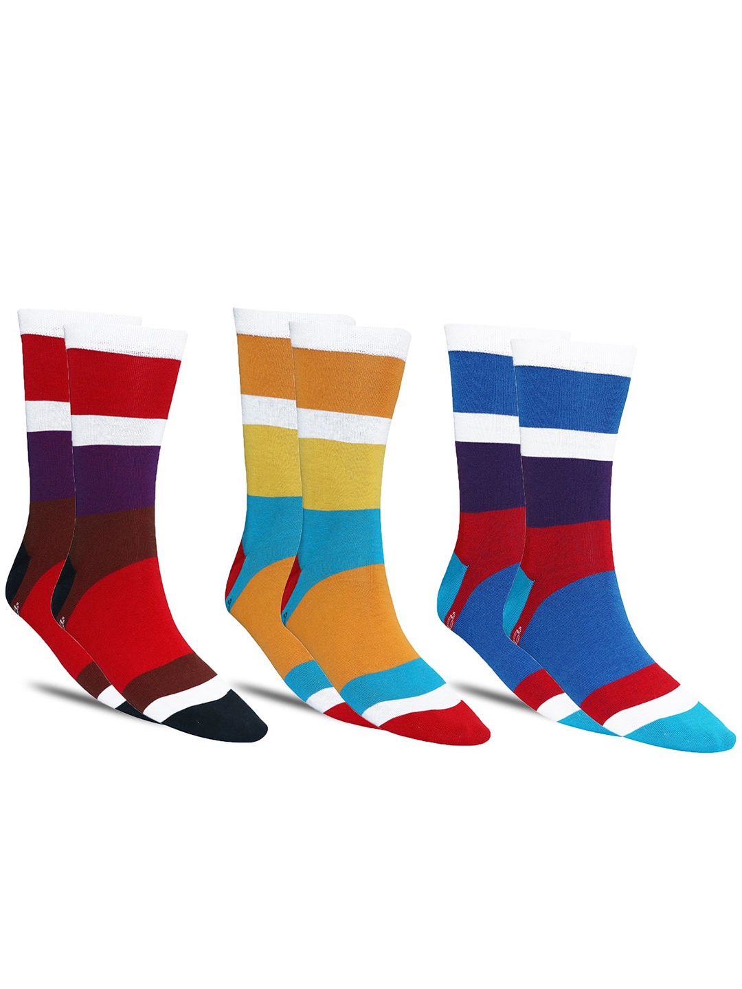 

Dollar Socks Men Pack Of 3 Patterned Calf Length Socks, Orange