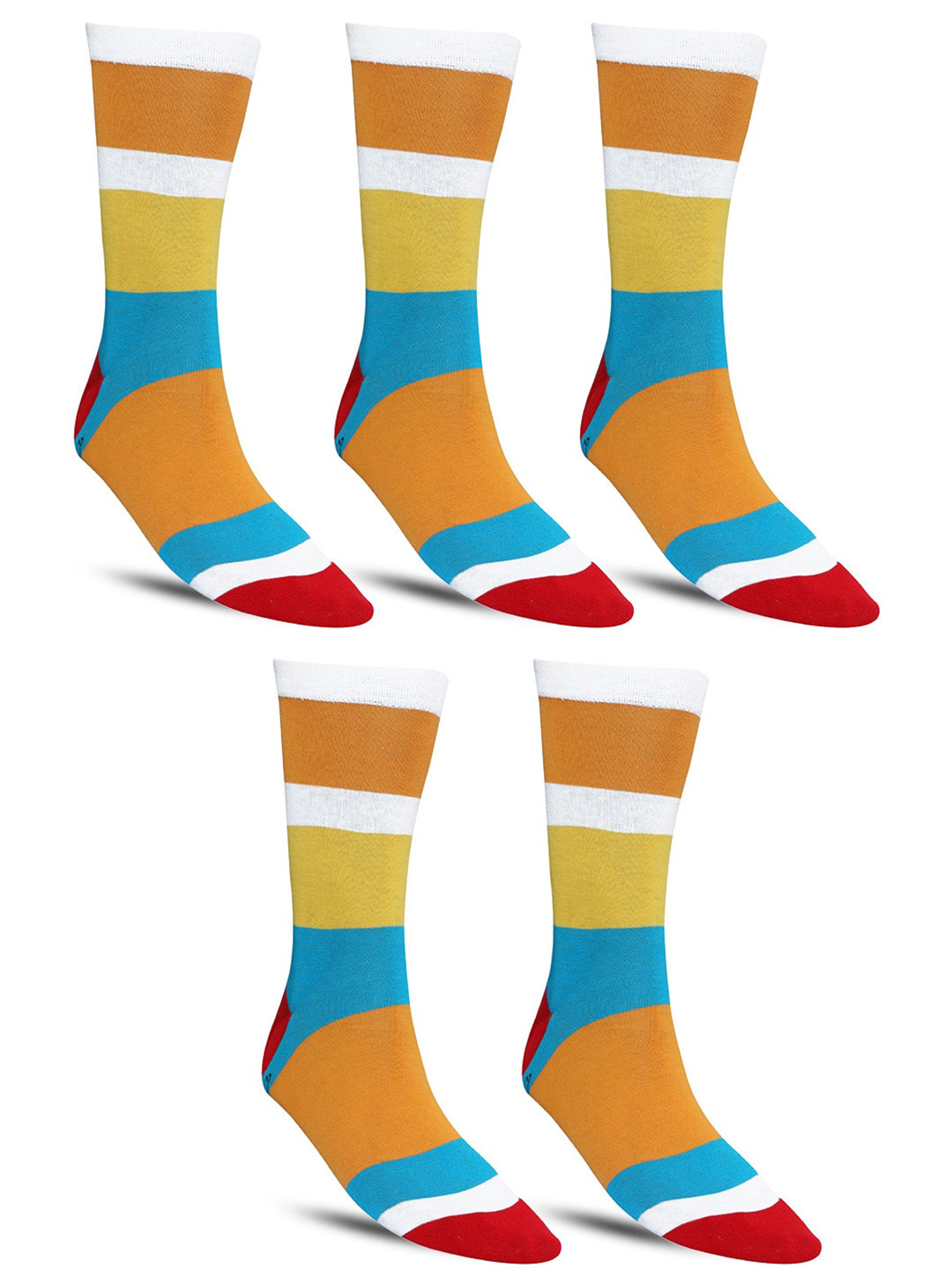 

Dollar Socks Men Pack Of 5 Patterned Calf Length Socks, Orange