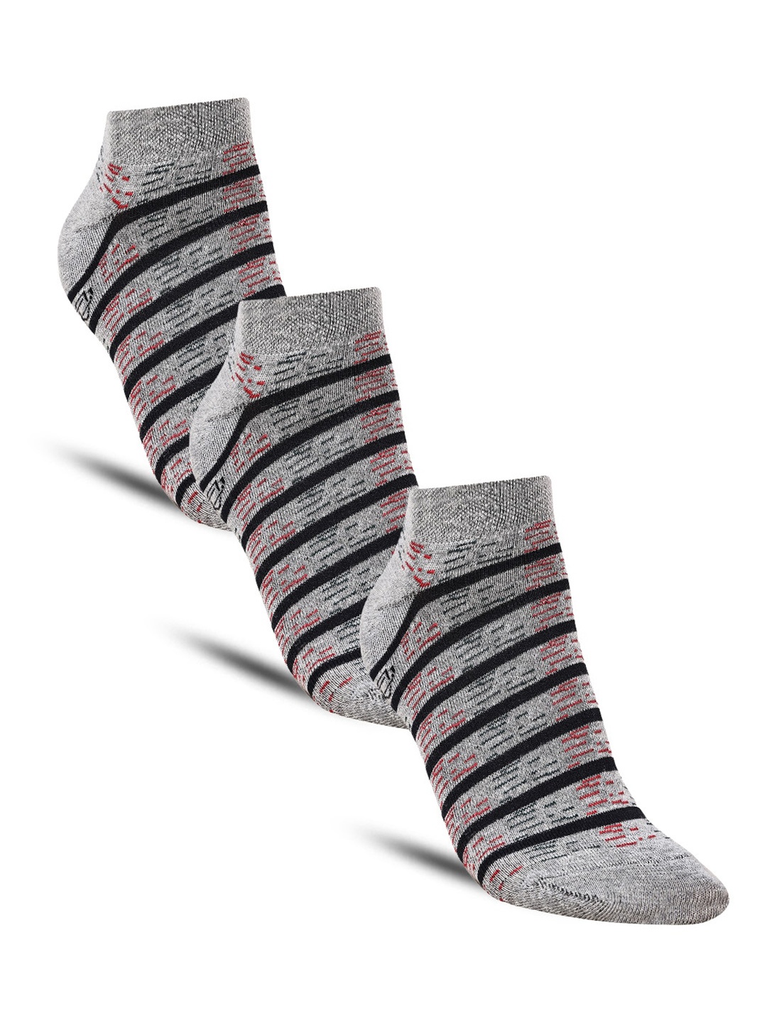 

Dollar Socks Men Pack Of 3 Striped Ankle Length Socks, Grey