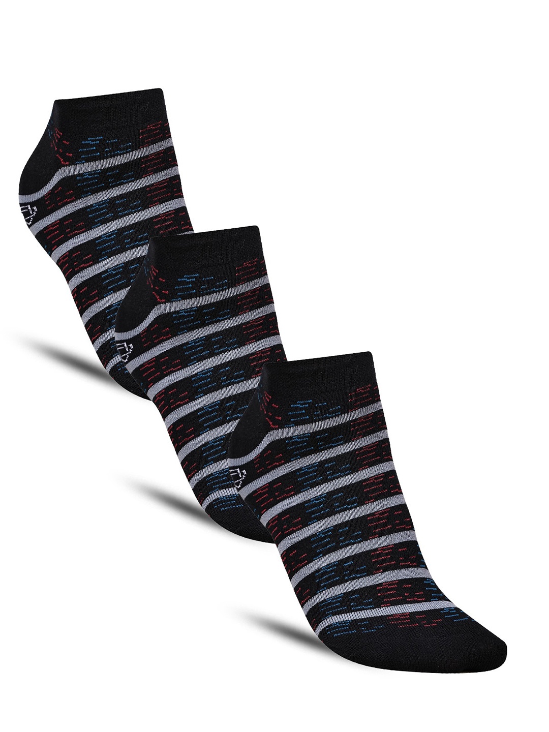 

Dollar Socks Men Pack Of 3 Striped Ankle Length Socks, Black