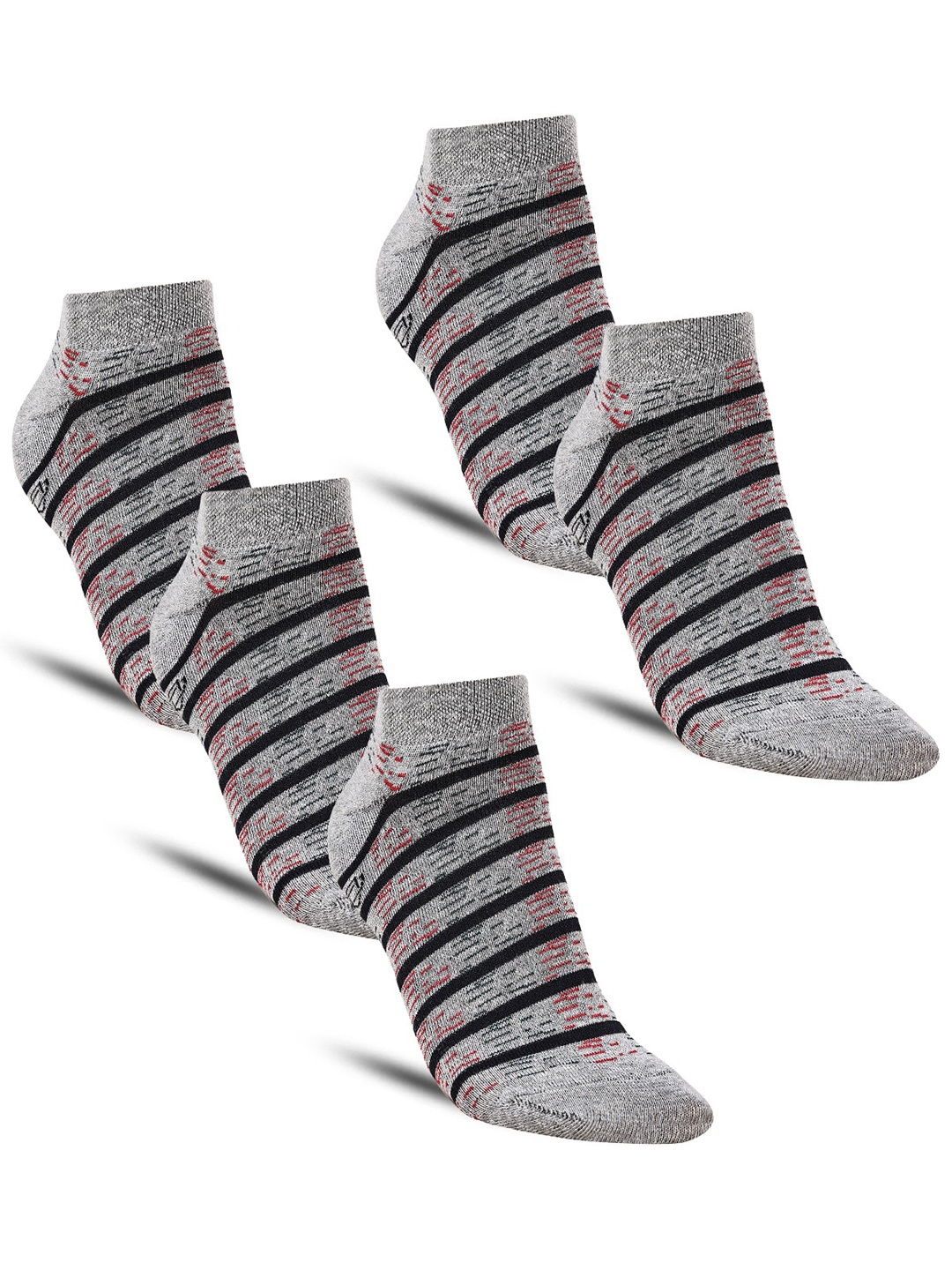 

Dollar Socks Men Pack Of 5 Striped Ankle Length Socks, Grey