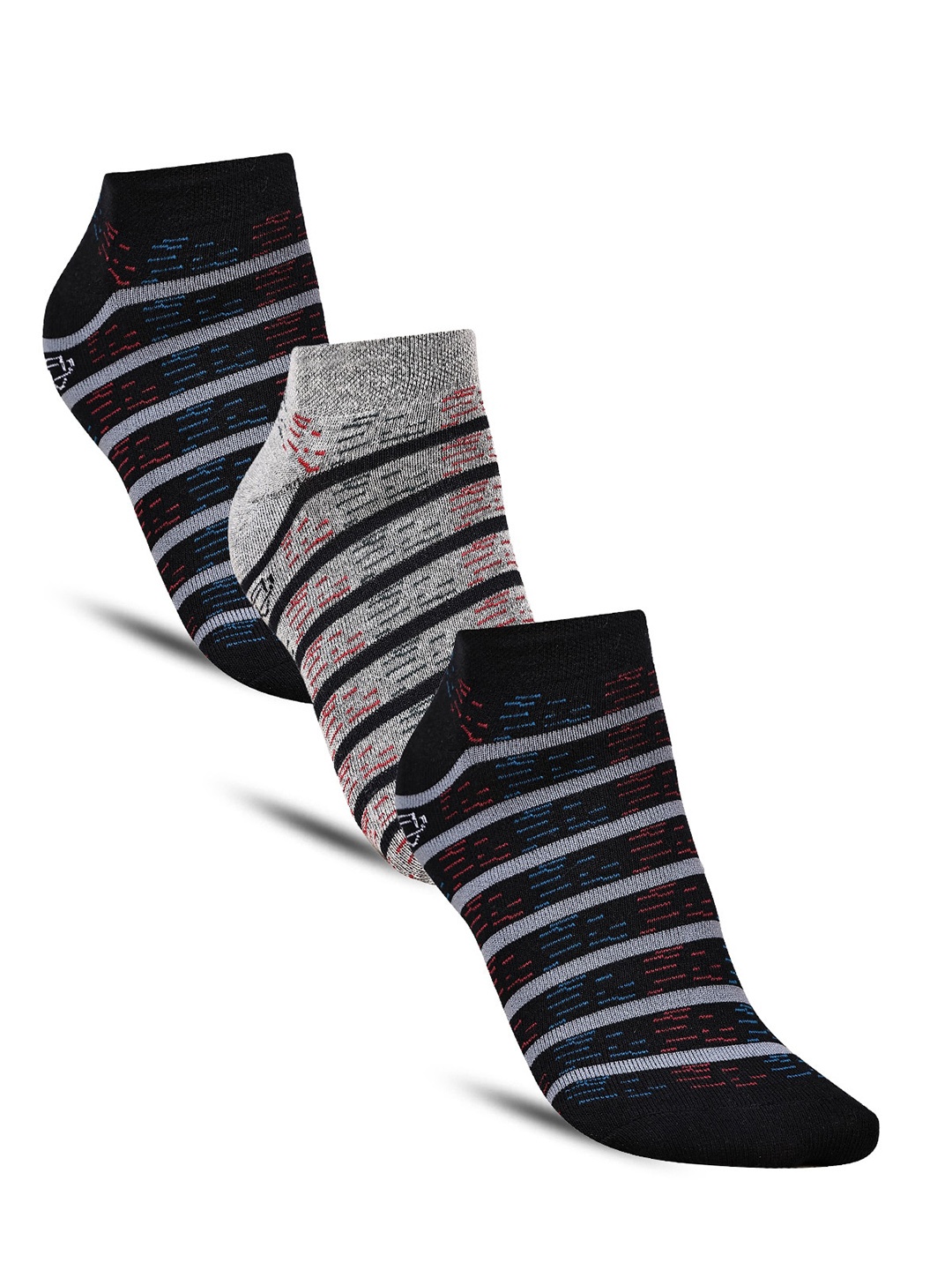 

Dollar Socks Men Pack Of 3 Ankle Length Striped Socks, Blue