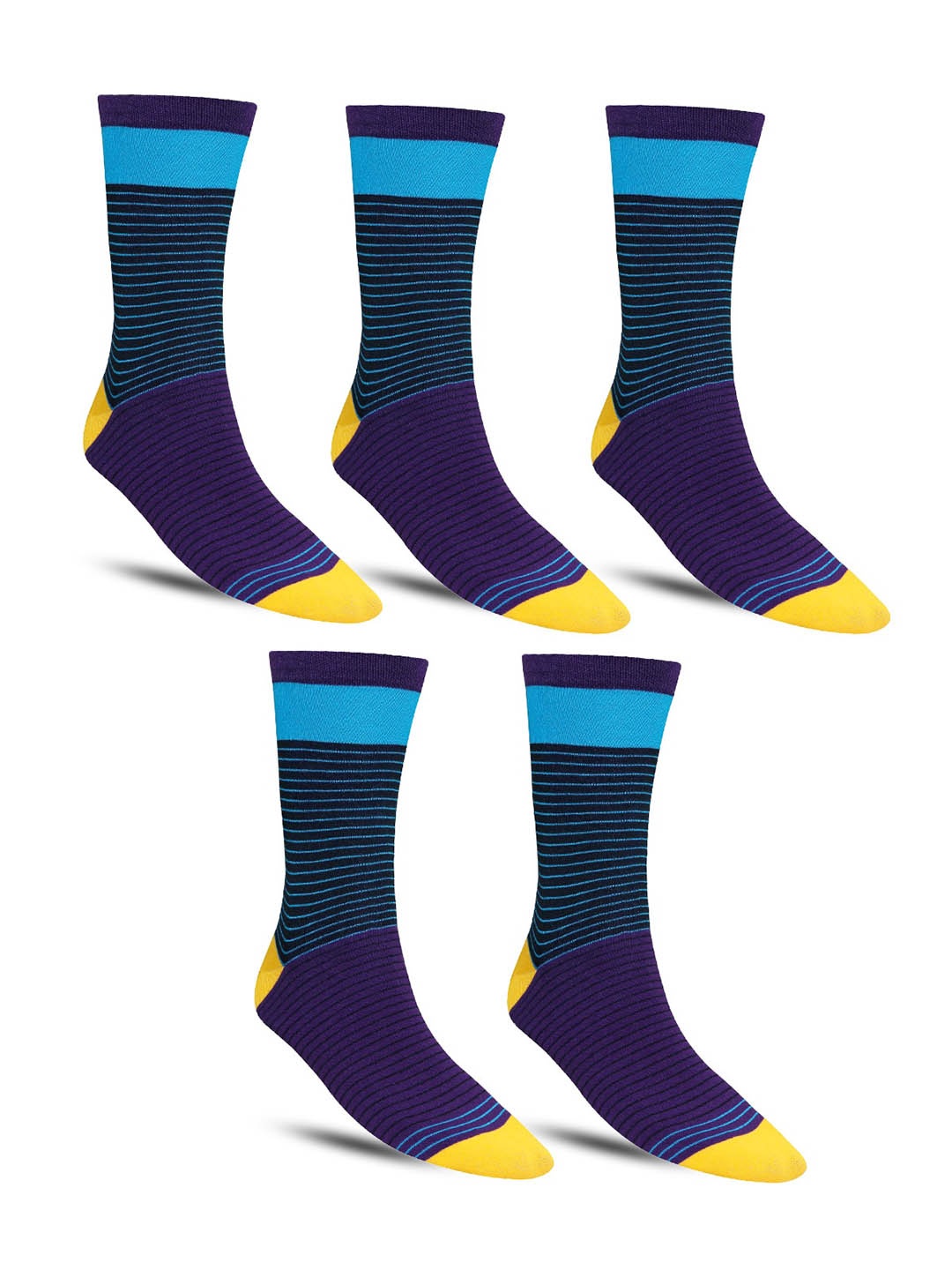 

Dollar Socks Men Pack Of 5 Patterned Ankle-Length Socks, Navy blue
