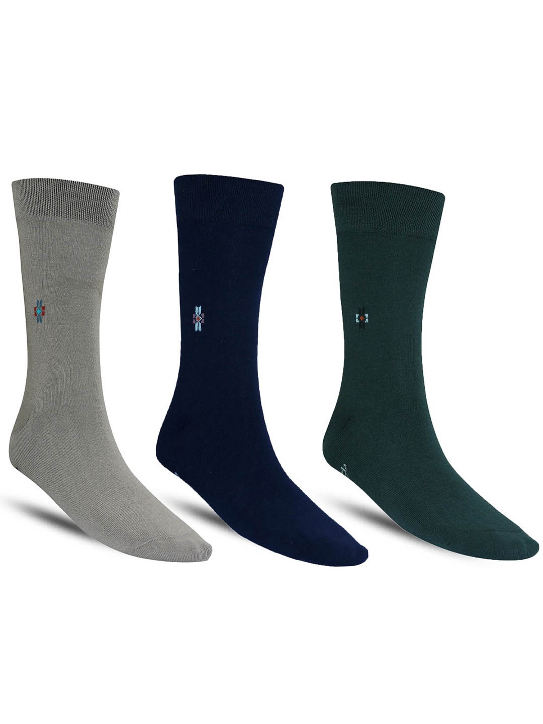 

Dollar Socks Men Pack Of 3 Patterned Calf-Length Socks, Grey