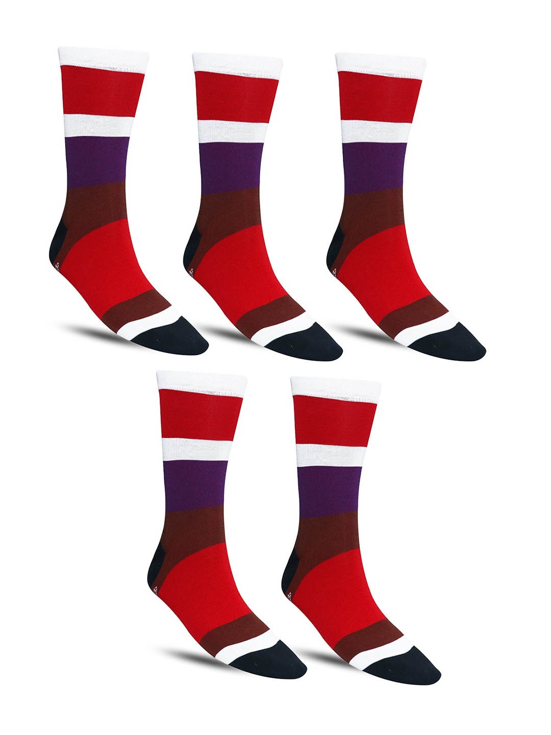 

Dollar Socks Men Pack Of 5 Patterned Calf-Length Socks, Red