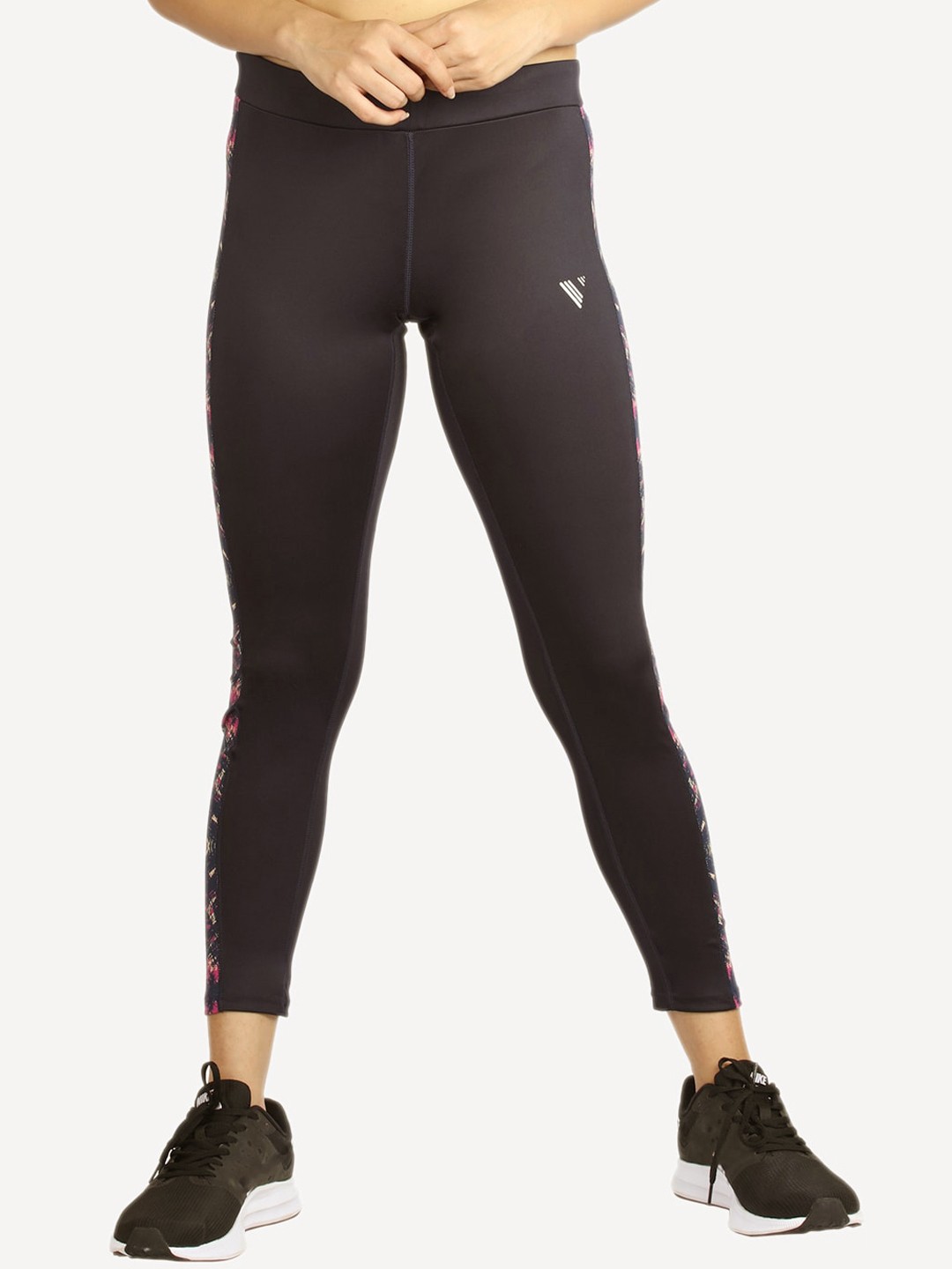 

VELOZ Women Printed Firm Waistband With hydro-Dry Tech Tights, Brown