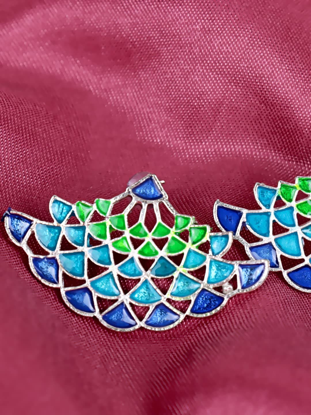 

VAGHBHATT Silver-Plated Peacock Shaped Drop Earrings