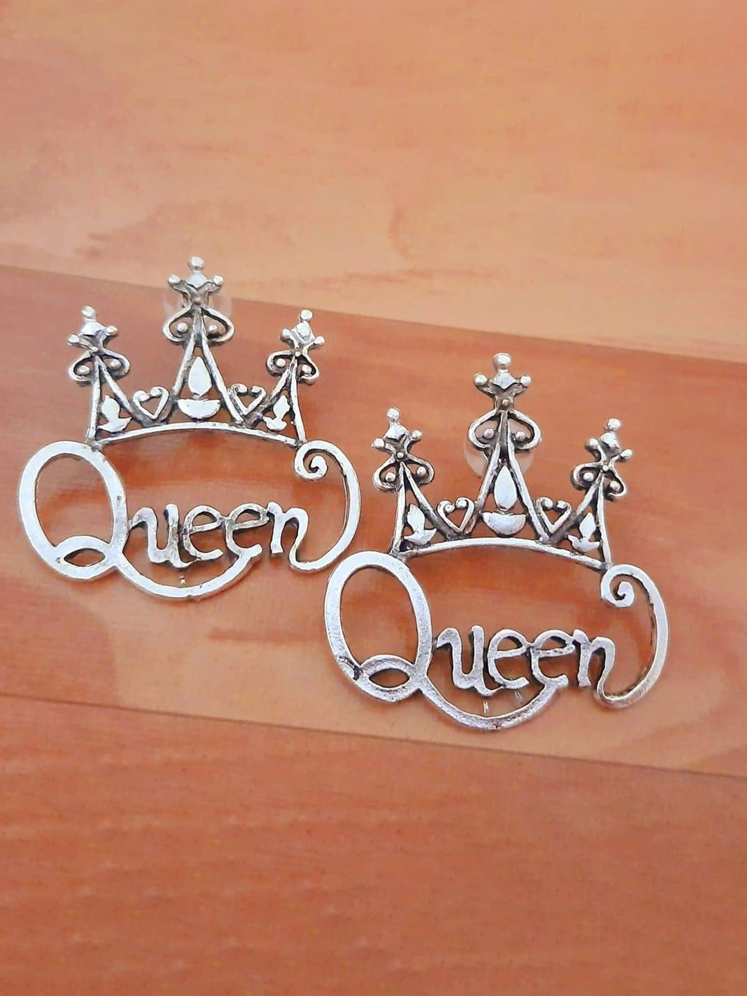 

VAGHBHATT Silver-Plated Oxidized Queen Tribal Earrings