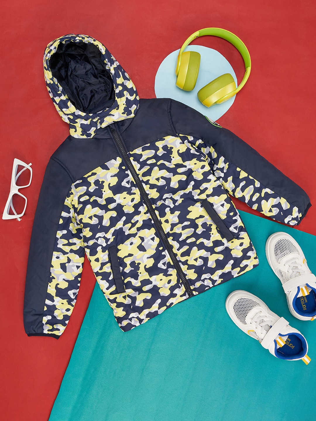 

Pantaloons Junior Boys Animal Printed Crop Bomber, Navy blue