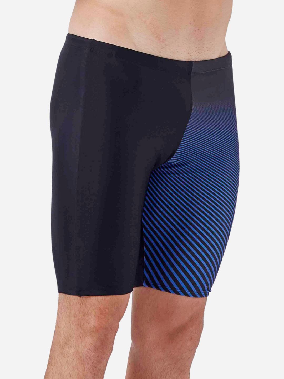 

VELOZ Striped Jammer Mid Rise Swim Shorts, Blue