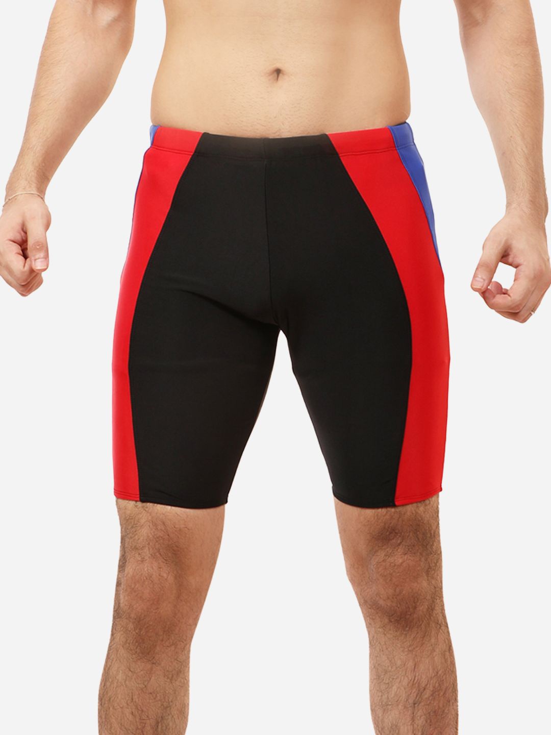 

VELOZ Men Colourblocked Mid Rise Swimwear Bottom, Black