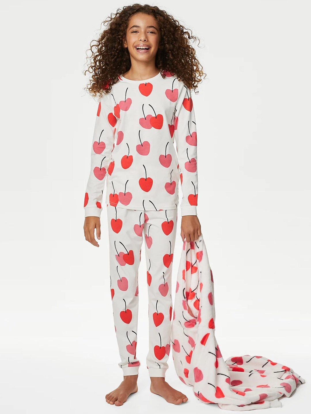 

Marks & Spencer Girls Conversational Printed Night suit, White
