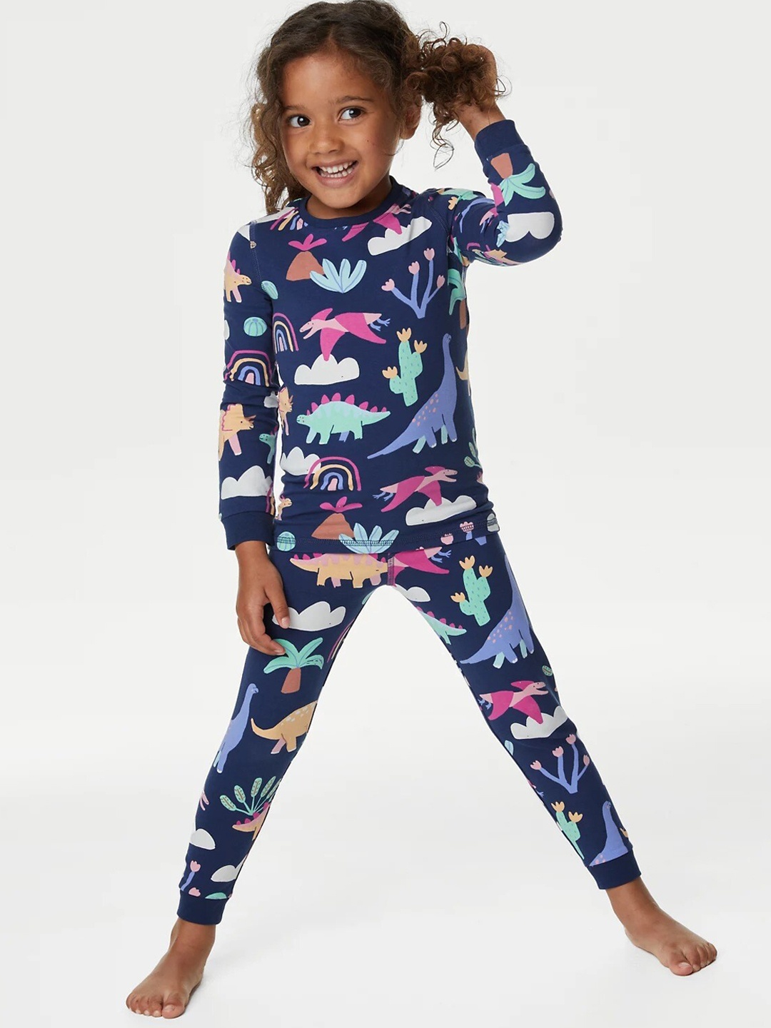 

Marks & Spencer Girls Graphic Printed Night suit, Navy blue