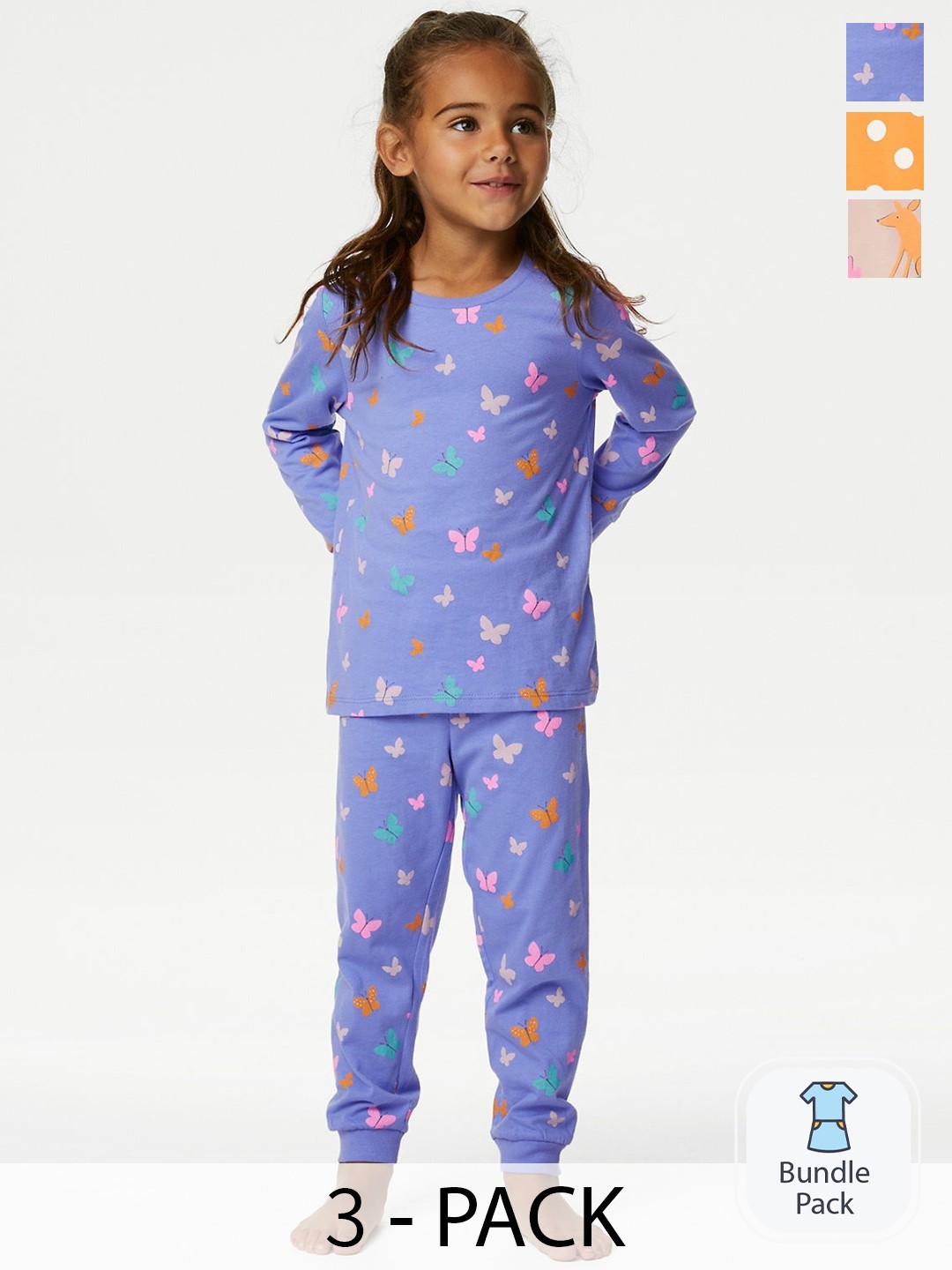 

Marks & Spencer Girls Pack Of 3 Conversational Printed Pure Cotton Night suits, Blue