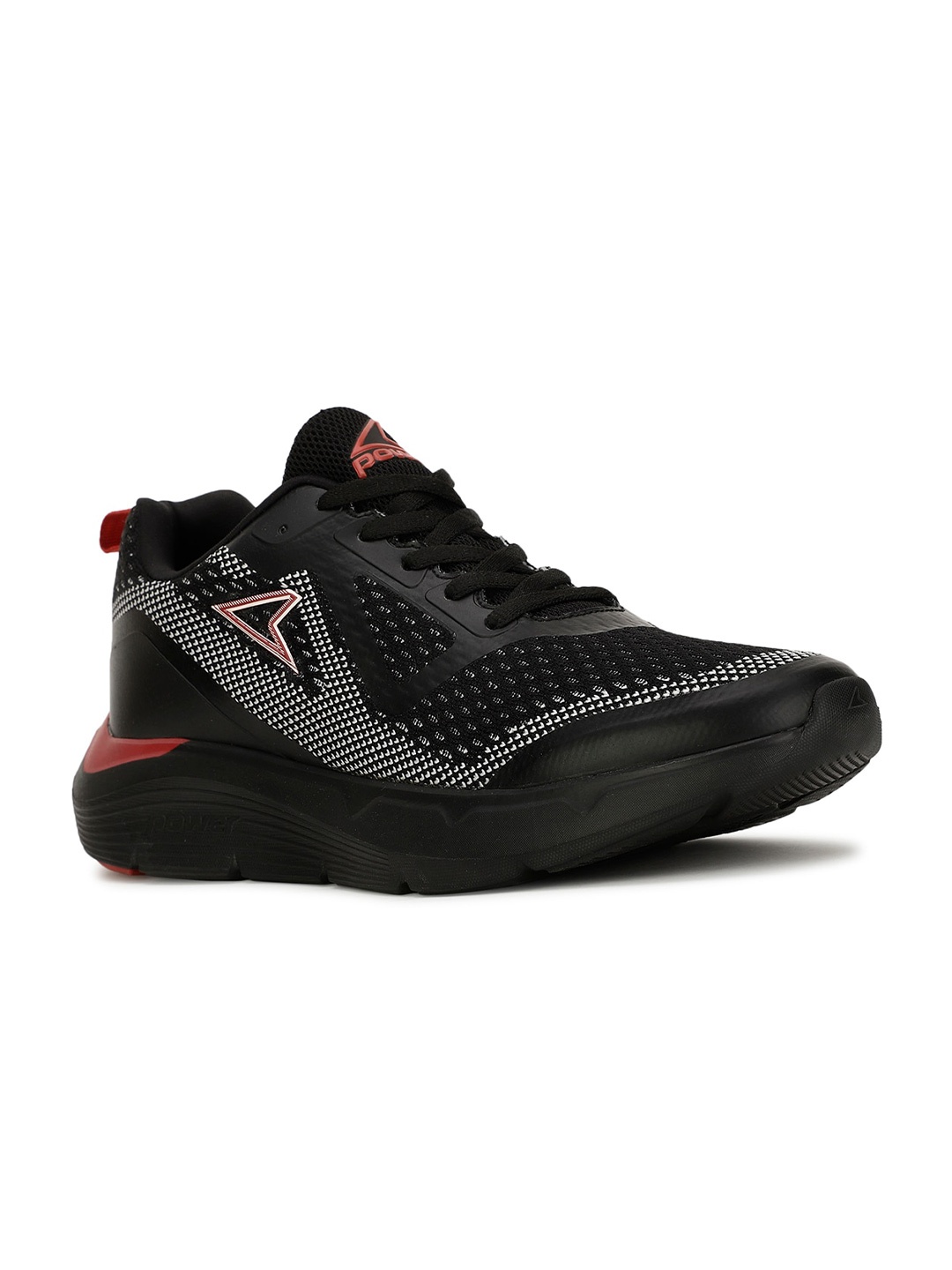 

Power Men Textile Running Lace-Up Sports Shoes, Black
