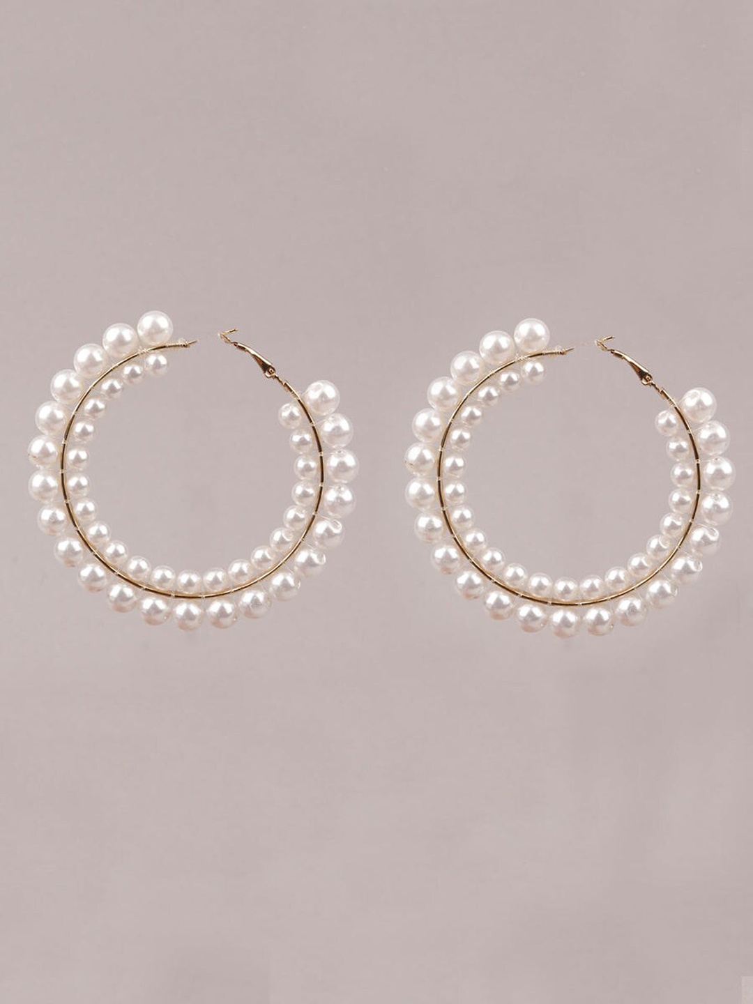 

FIMBUL Pearl Beaded Circular Hoop Earrings, White