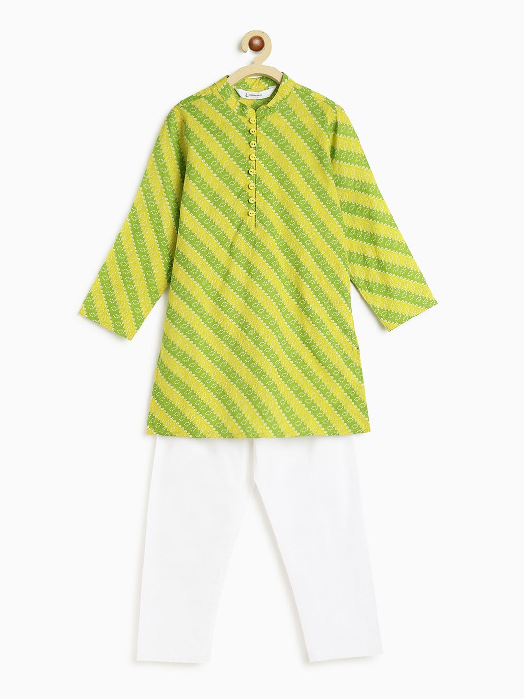 

Campana Boys Bandhani Printed Regular Pure Cotton Kurta With Pyjamas, Yellow