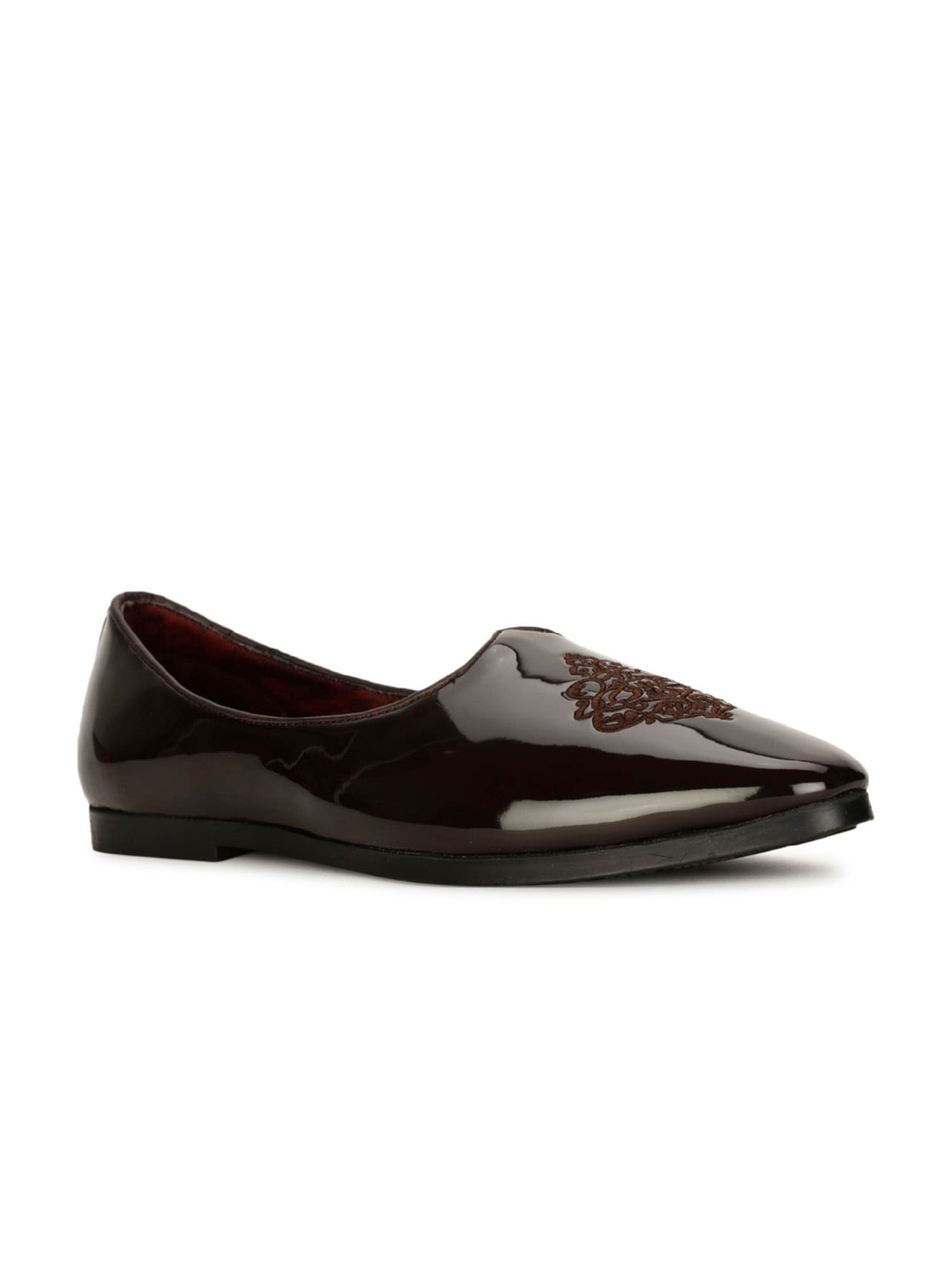 Bata Men Embroidered Slip-On Mojaris, Brown