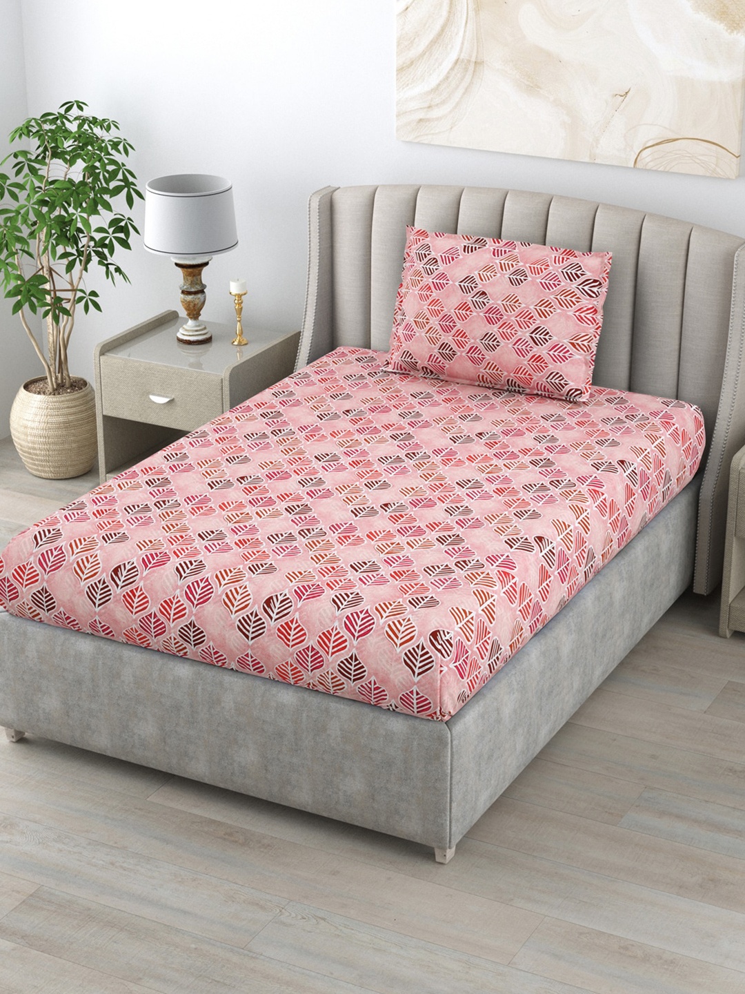 

BOMBAY DYEING Dream Lover Brown Floral Cotton 104 TC Single Bedsheet with 1 Pillow Cover