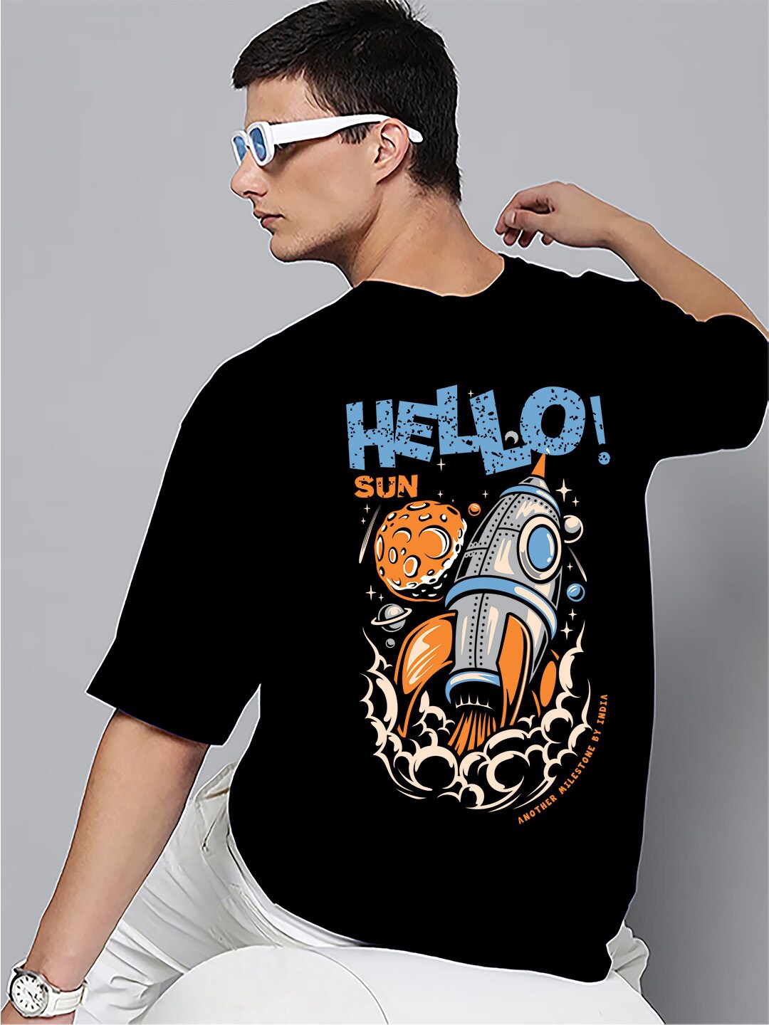 

Harvard Black & Blue Graphic Printed Oversized Cotton T-shirt