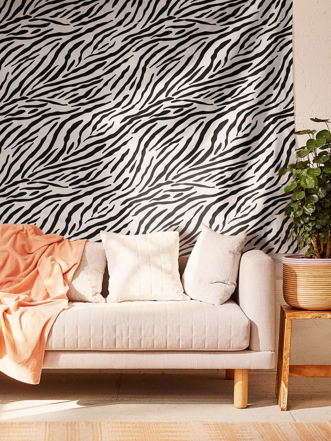 

SheetKart Black & White Zebra Printed Wall Hanging Tapestry