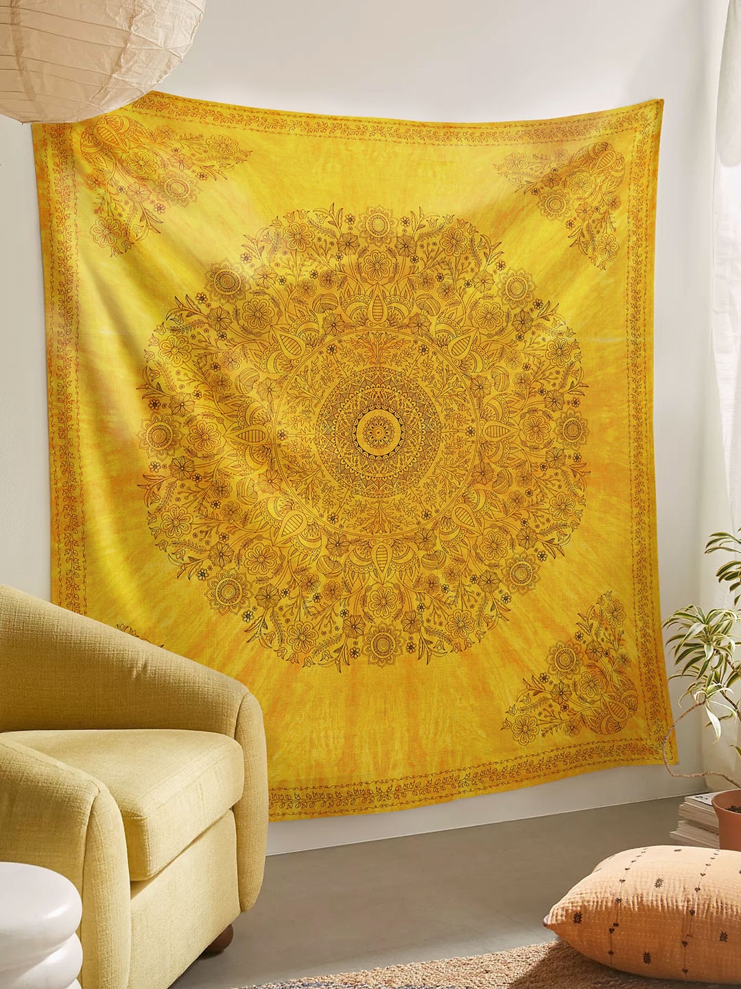 

SheetKart Yellow Cotton Mandala Printed Wall Hanging Tapestry
