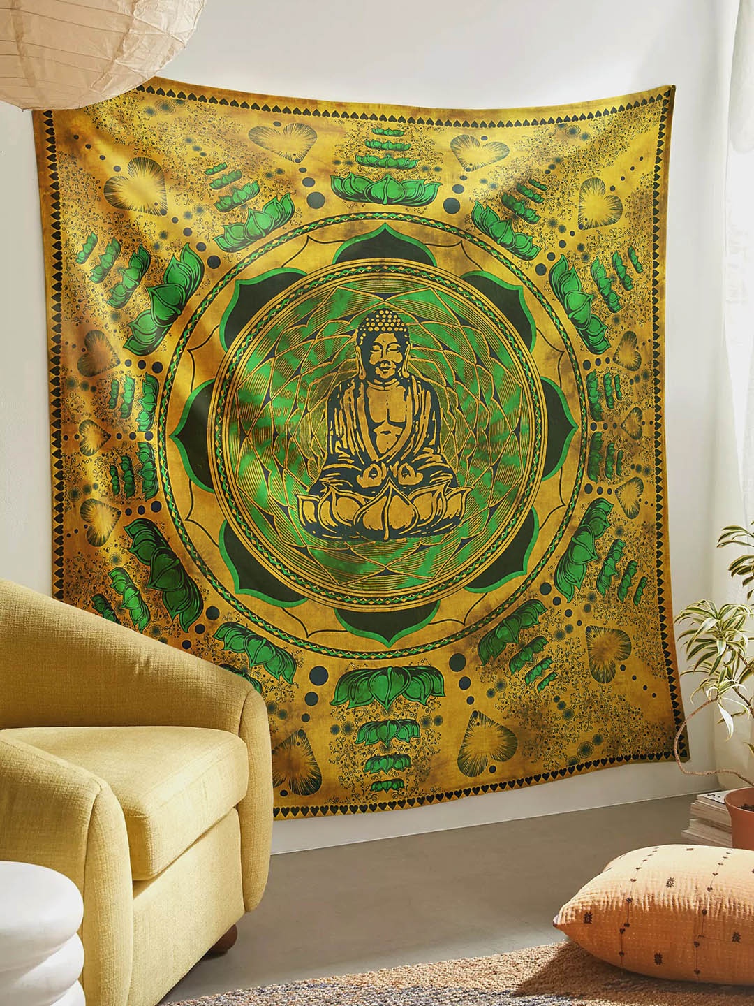 SheetKart Yellow & Green Printed Wall Hanging Tapestry